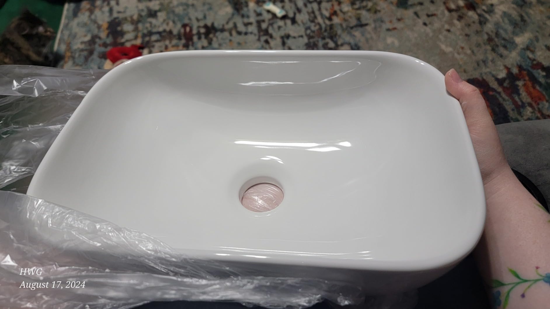 J-FAMILY 14.5'' x 10'' Modern Bathroom Small Vessel Sink Above Counter White Porcelain Ceramic Sink Small Vanity Sink Lavatory Wash Basin customer photo 2