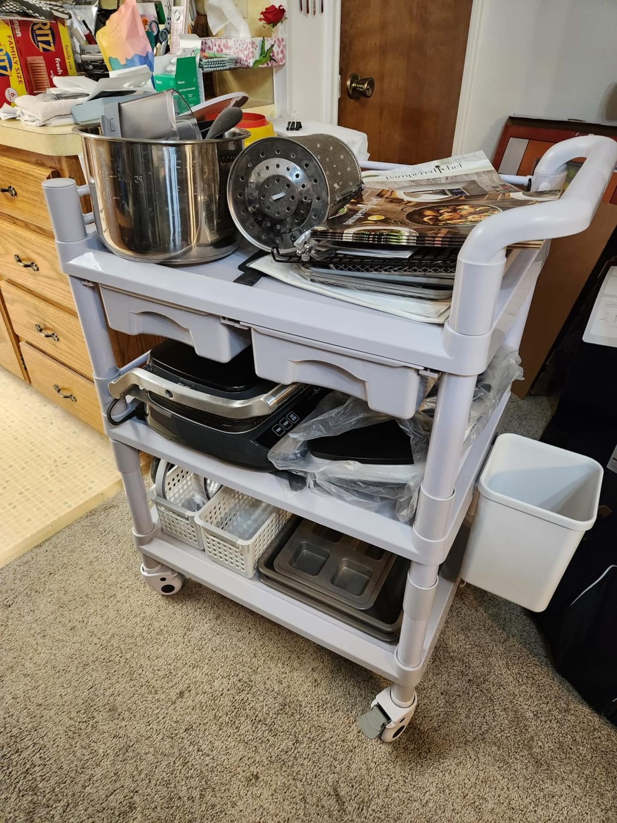 Mobile Medical Cart 3-Tier Professional Utility Cart 330 LBS Max Load | Rolling Crash Cart Ultrasound Trolley, With Wheels Drawers Sharps Box Storage Basket, For Hospital Dental Clinic Home customer photo 2