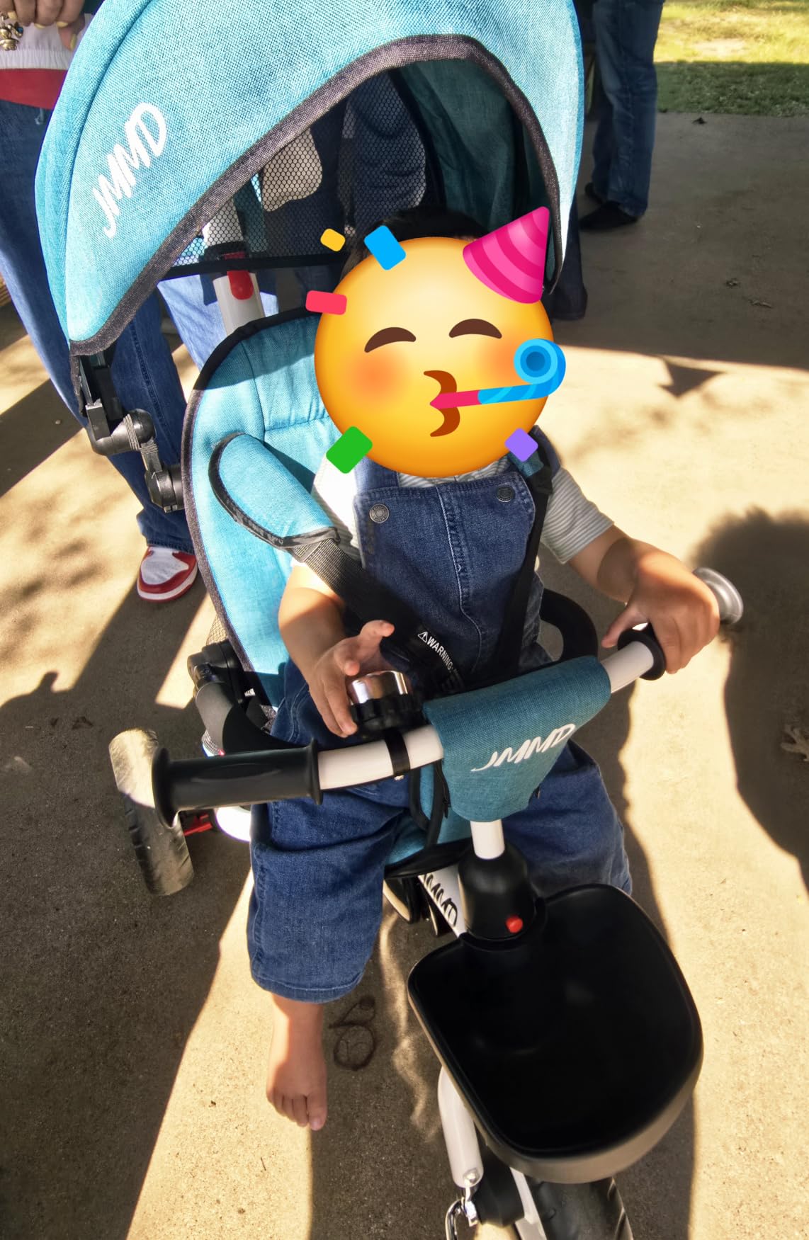 JMMD 8 in 1 Tricycle Stroller with Push Handle, Foldable Trike with 360° Swivel Seat, Reclining Backrest, All-Terrain Wheels, Dual Brakes, Canopy & Storage, Gift for Kids 18 Months to 5 Years, Gray customer photo 2