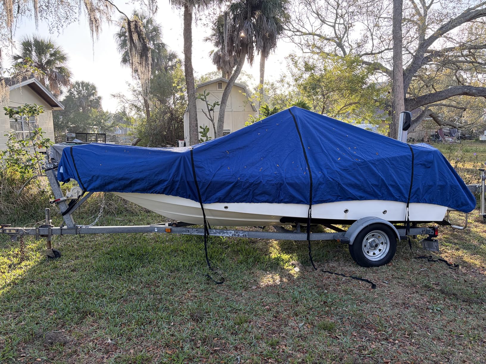 RVMasking Waterproof Boat Cover, 1600D Heavy-Duty Fabric, 17-19ft, Gray | Ultra-Thick Polyester Canvas, Trailerable, UV & Tear-Resistant, Air Vents, 11 Straps, Storage Bag, Fits V-Hull Bass Boats customer photo 1