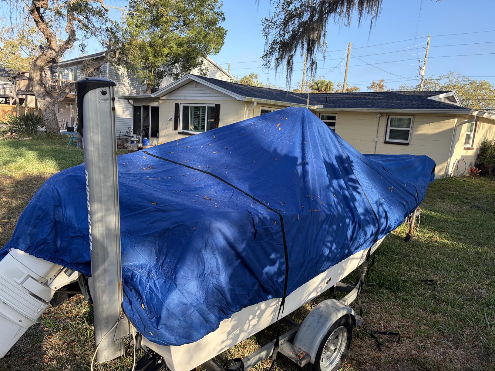 RVMasking Waterproof Boat Cover, 1600D Heavy-Duty Fabric, 17-19ft, Gray | Ultra-Thick Polyester Canvas, Trailerable, UV & Tear-Resistant, Air Vents, 11 Straps, Storage Bag, Fits V-Hull Bass Boats customer photo 2