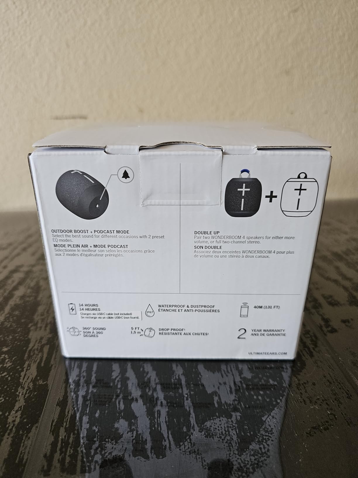 Ultimate Ears WONDERBOOM 4 Portable Waterproof Speaker, Black, Balanced 360-degree sound and bass, dustproof floating design, 131ft (40m) wireless range customer photo 1
