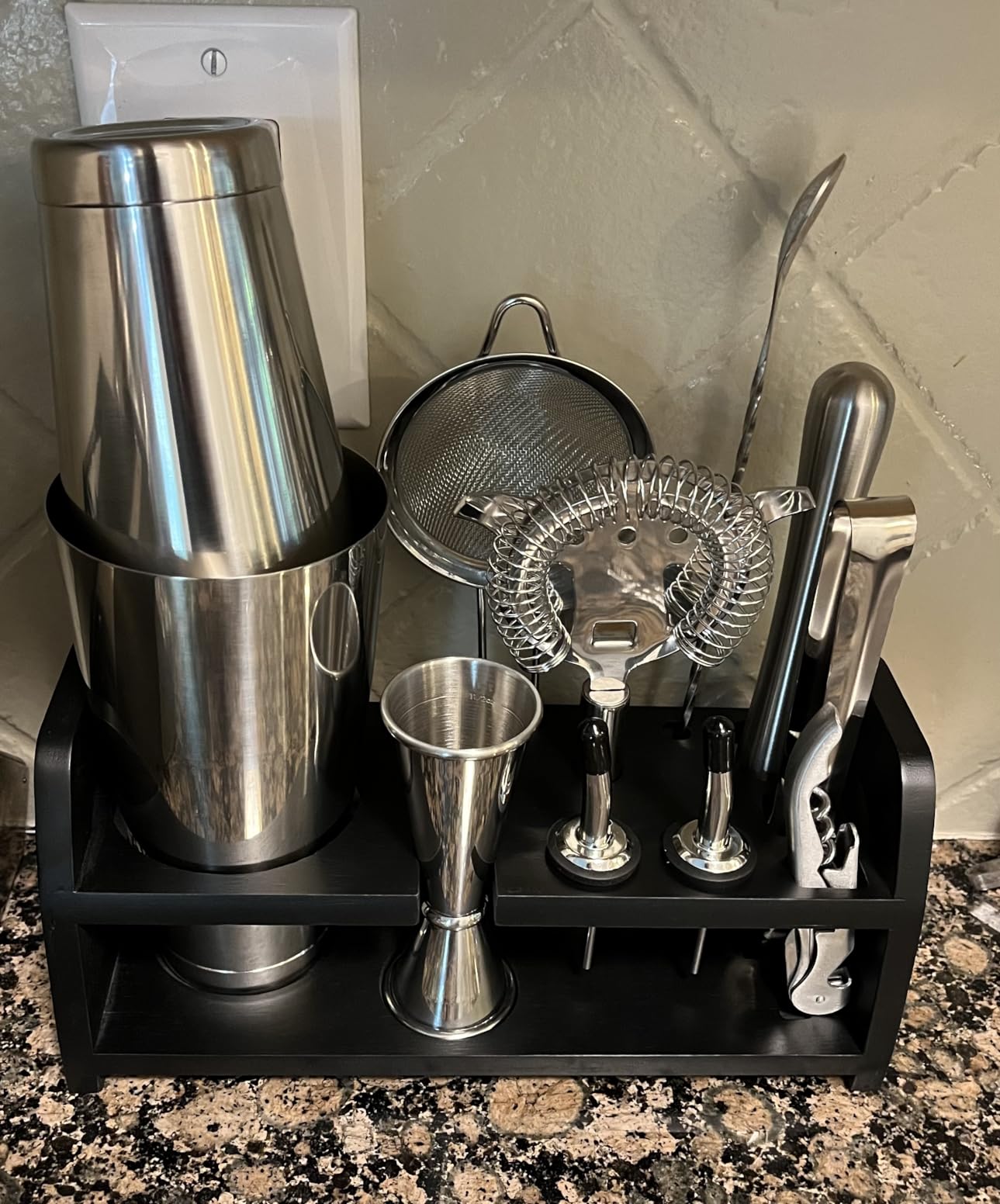 Semderm Cocktail Shaker Set, 26-Piece Premium Mixology Bartender Kit - 18/8 Stainless Steel Bar Set with Bamboo Stand - Includes Mixing Tin, Hawthorne & Mesh Strainer - Professional Gift for Men customer photo 2