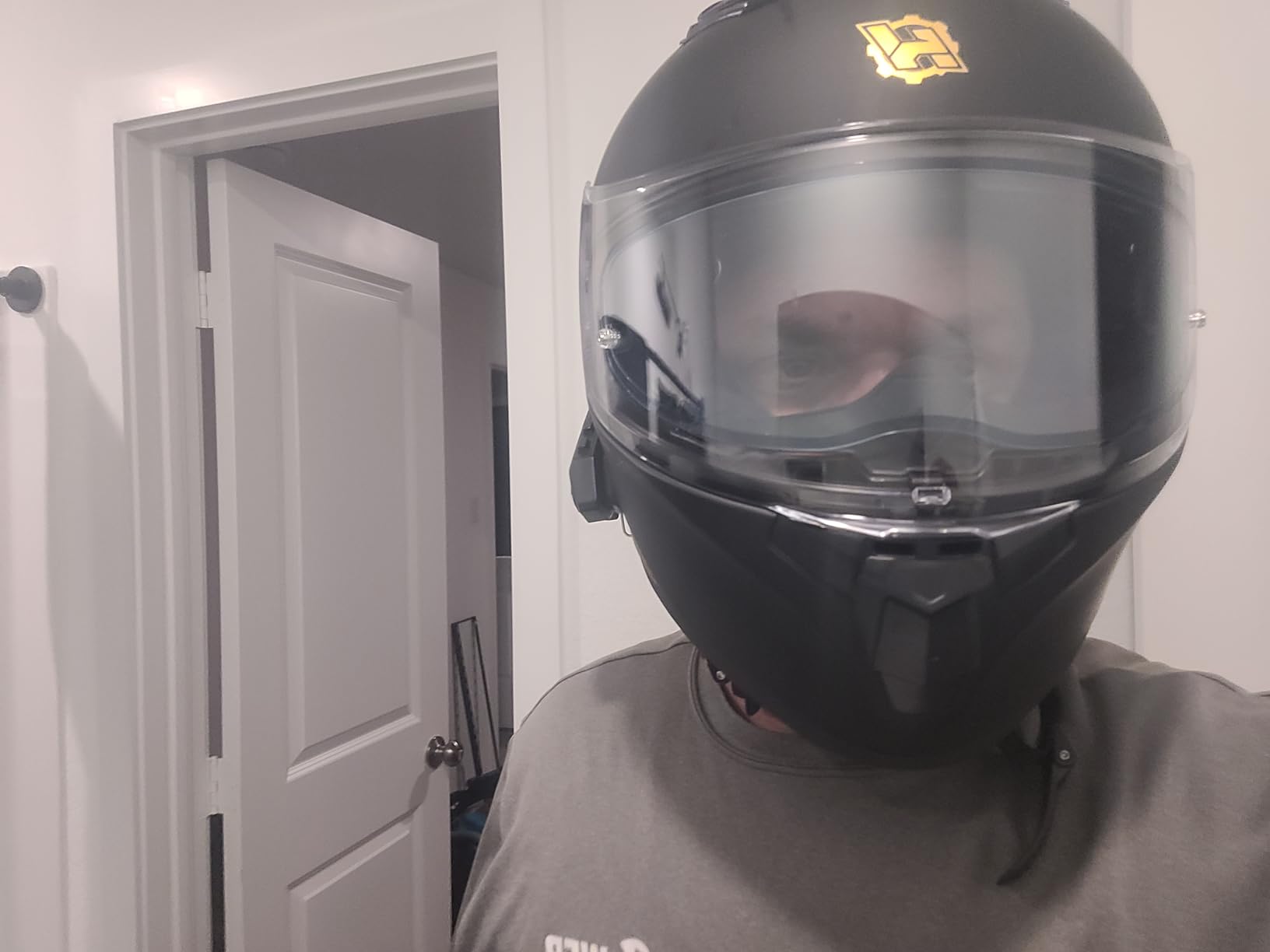 HAX Obsidian Full Face Dual Visor Adult Motorcycle Helmet with Pinlock Ready, DOT Approved, Matte Black Gold L customer photo 2