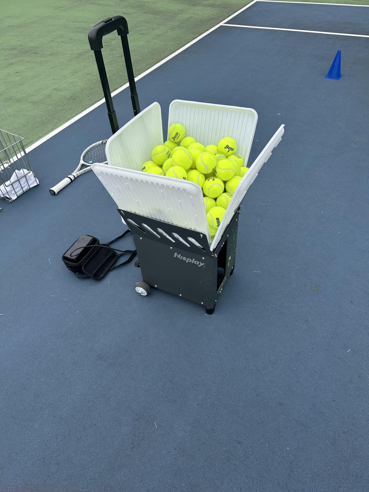Portable Tennis Ball Machine (26lbs) - Dual Motor for TopSpin and Backspin, 80+ Balls, Max 68MPH, 4+ Hours Play with External Lithium Battery customer photo 2