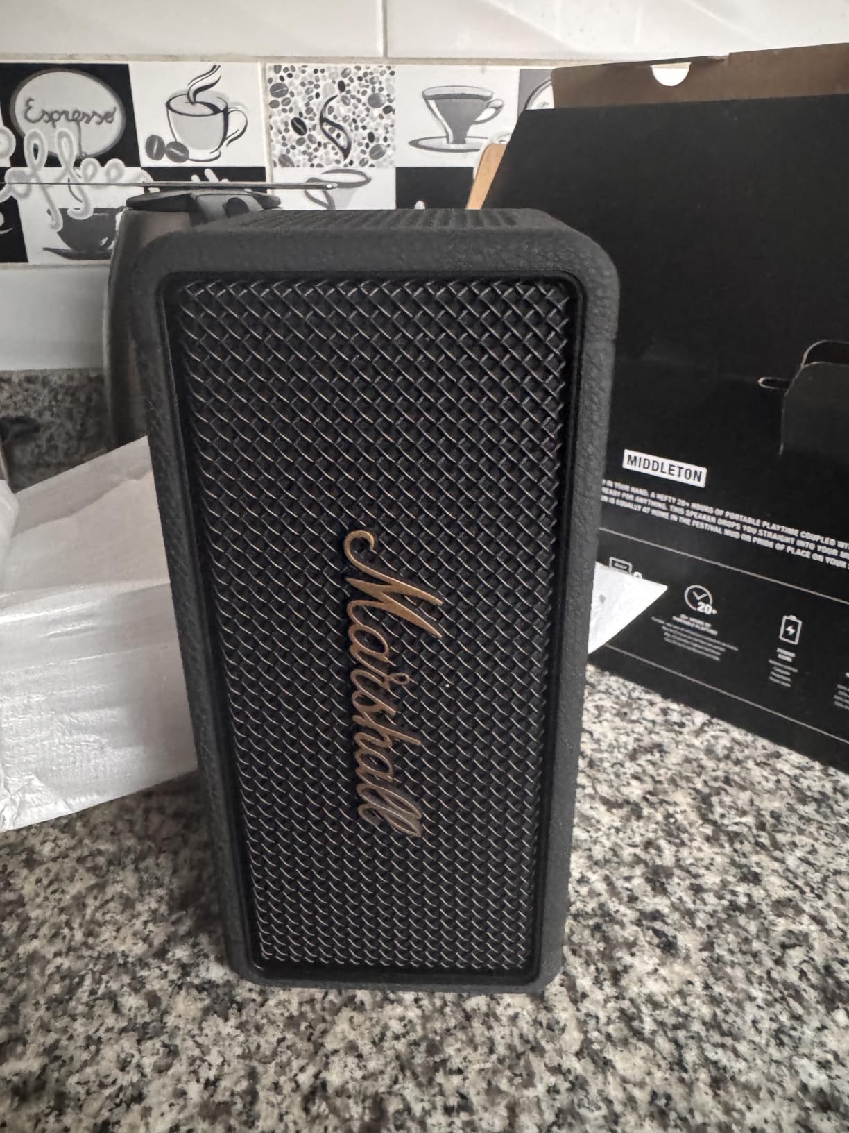 Middleton Portable Bluetooth Speaker - Rugged Waterproof/Dust-proof Design | Loud Stereo Sound, Deep Bass | Compact and Wireless for Travel and Outdoors - Black and Brass customer photo 1