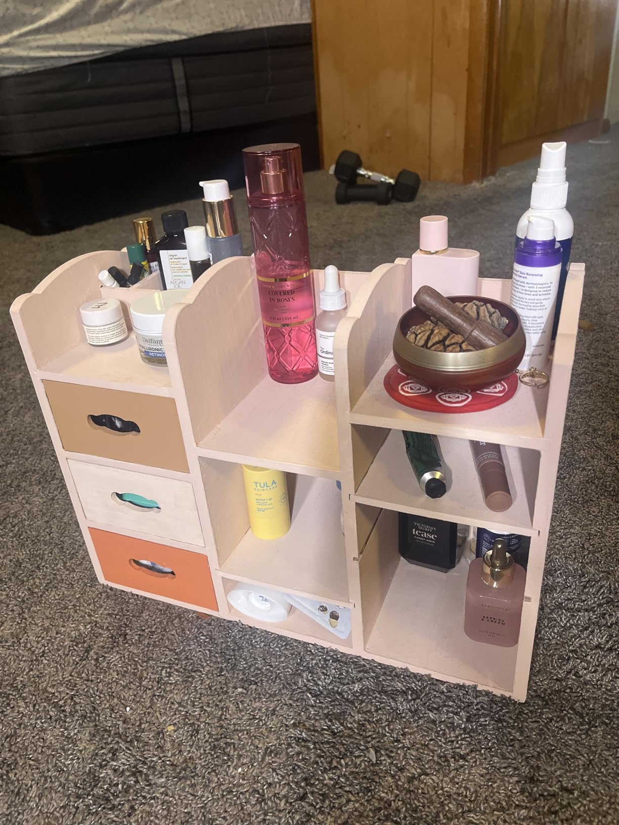 Coloch Bamboo Makeup Organizer with Drawers, Large Cosmetics Storage Shelf for Vanity Countertop Skincare Organizer for Desktop, Skincare, Beauty Supplies, Cosmetics Display, Stationery Storage customer photo 2