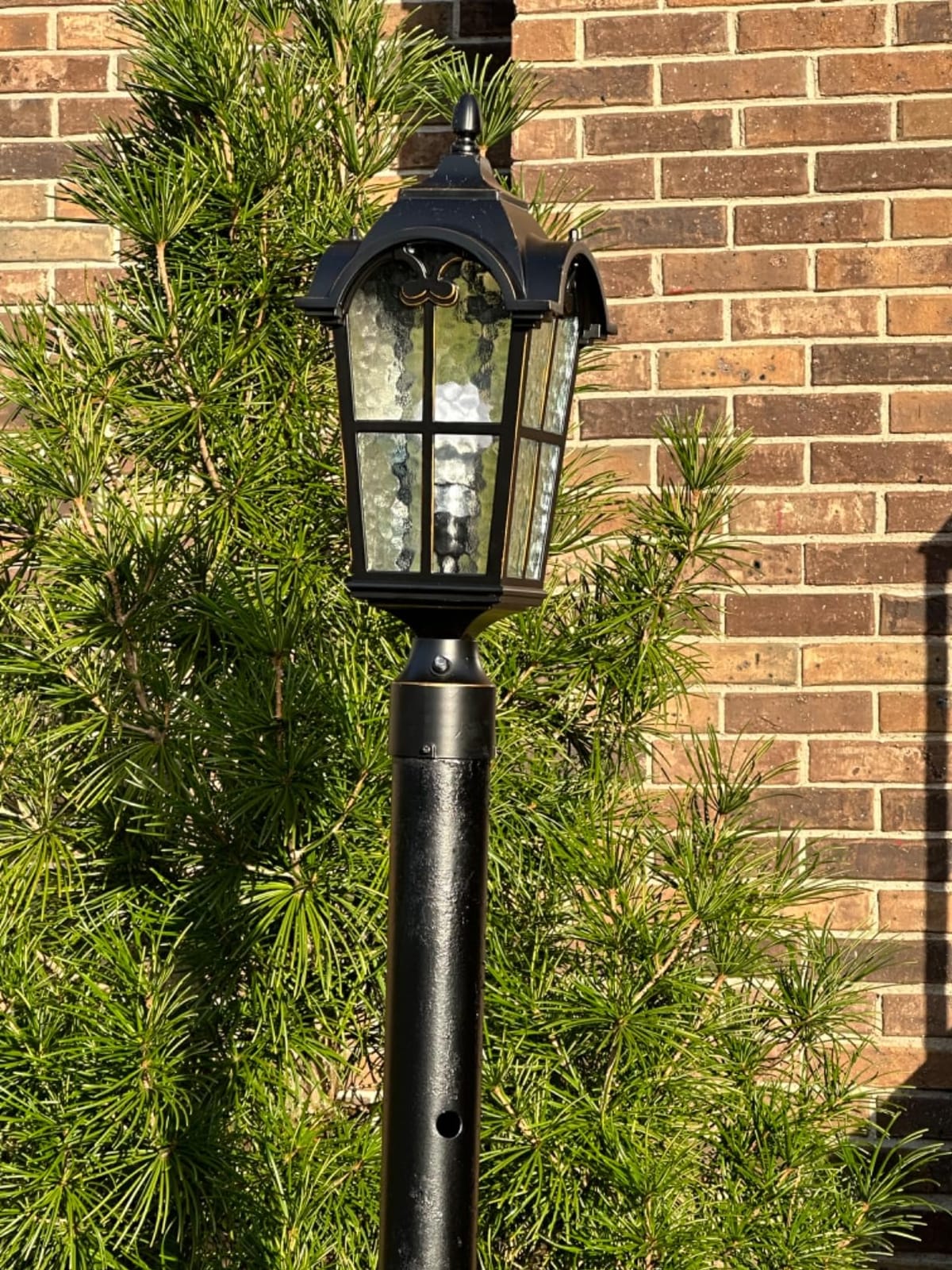 EDISHINE Large Size Dusk to Dawn Outdoor Post Light, 21.9'' H 120V Pole Light Fixture with Pier Mount Base, Waterproof Exterior Lamp Post Lantern Head for Yard, Driveway, Fence, Black, Hardwired customer photo 2