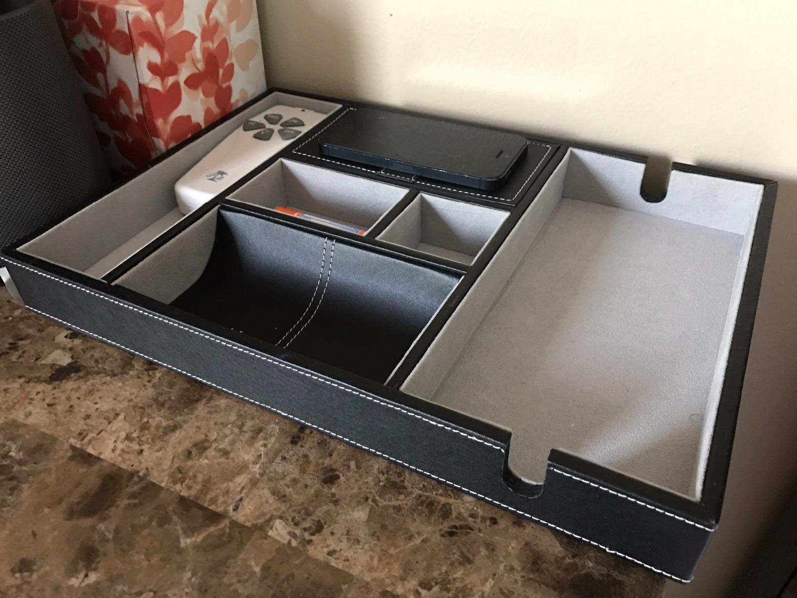 HOUNDSBAY Victory Valet Tray for Men, Camo Gifts for Men, Handmade PU Leather EDC Tray, Scratch Resistant, Nightstand Organizer - Black Woodland Camo customer photo 2