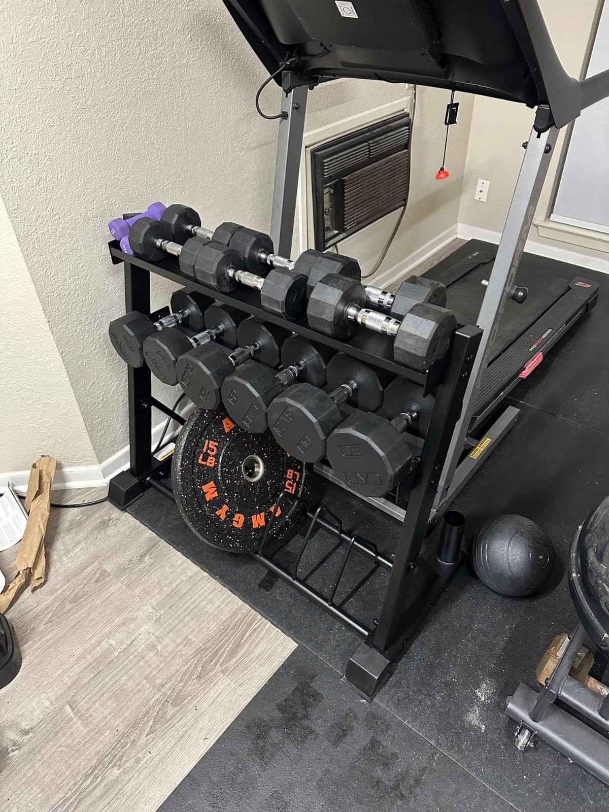 ULTRA FUEGO Dumbbell Rack 3-Tier Weight Plate Rack Storage Stand for Dumbbell/Kettlebell/Weight Plate and Curl Bar customer photo 1