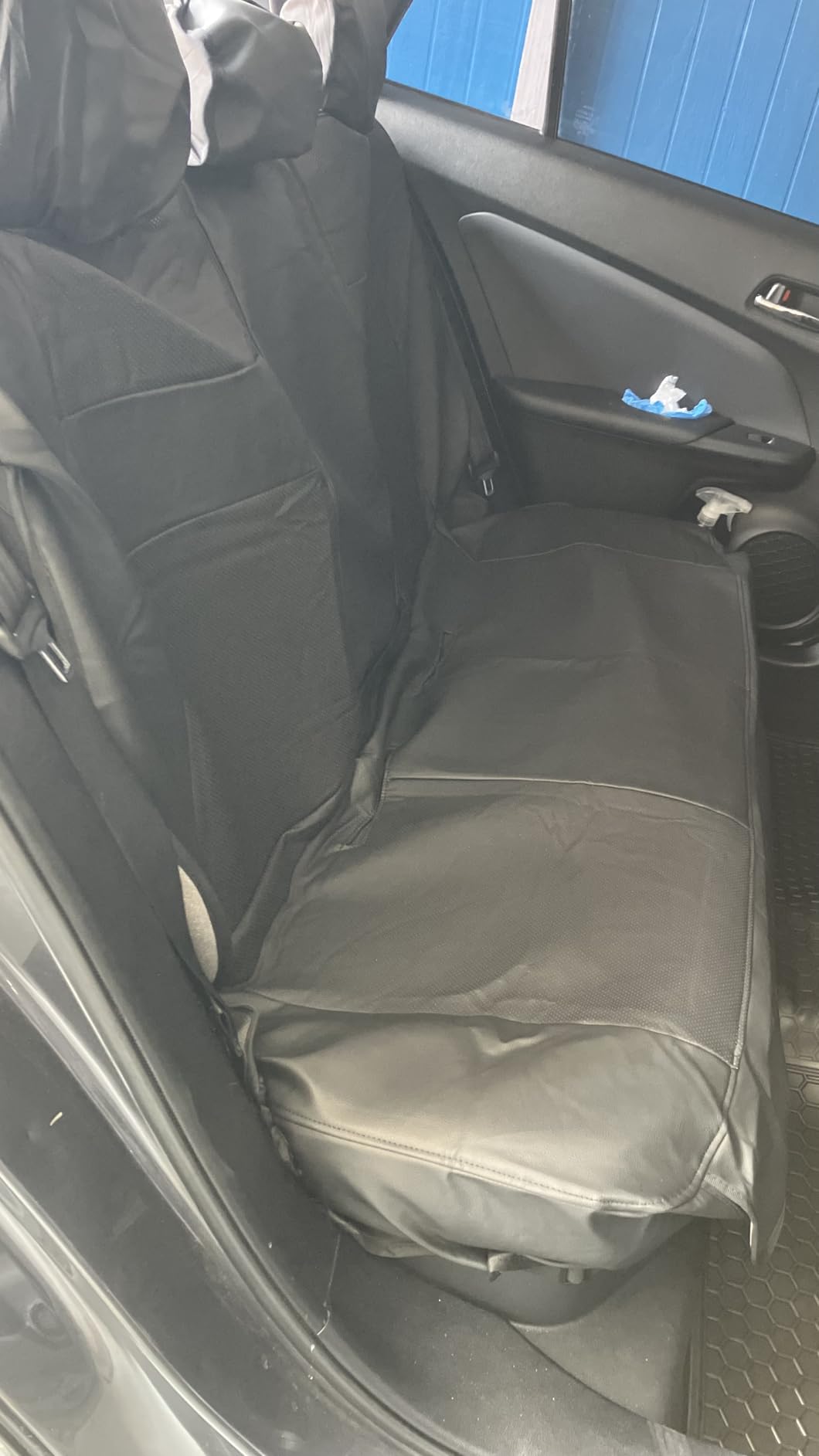 CAR PASS Leather Seat Covers Full Set Universal Water Resistant 3D Foam Back Support, 5 Seat Covers, Airbag Compatible (Pure Black) customer photo 1