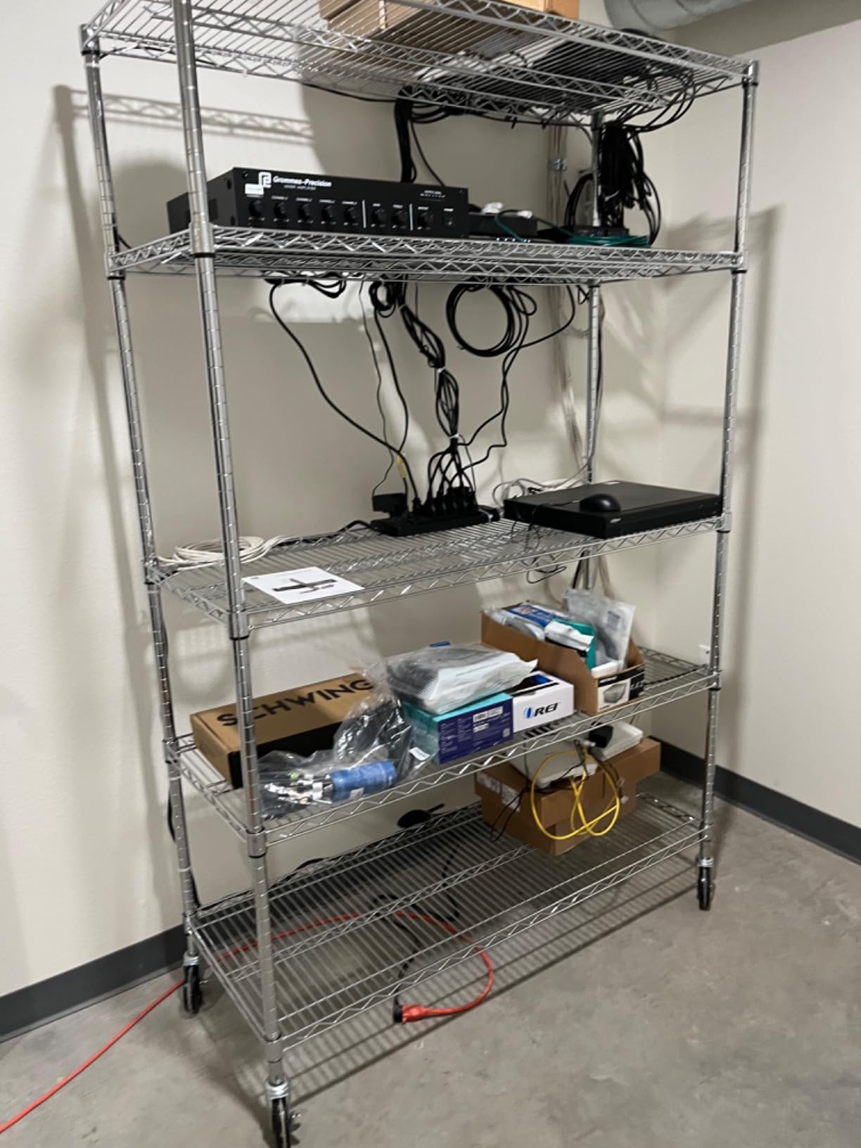 4000 LBS Heavy Duty Wire Rack, 48 x 24 x 76, 5-Tier NSF Commercial Rolling Rack with 4