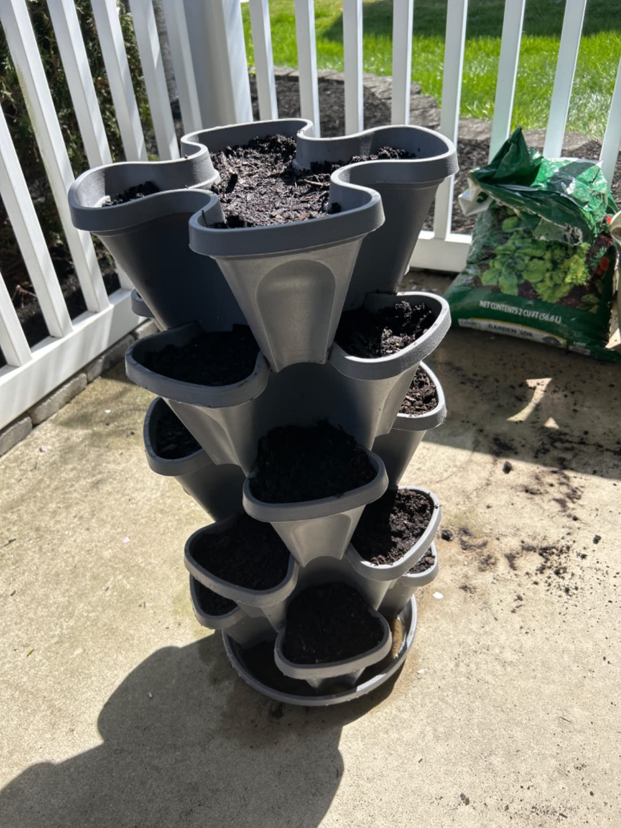 5-Tier Stackable Strawberry Garden - 24 Quart Indoor / Outdoor Stacking Planter with Drip Saucer - Grow Herbs, Strawberries, and Flowers from The Kitchen or Backyard - Plant and Stack! Easy Gardening customer photo 2