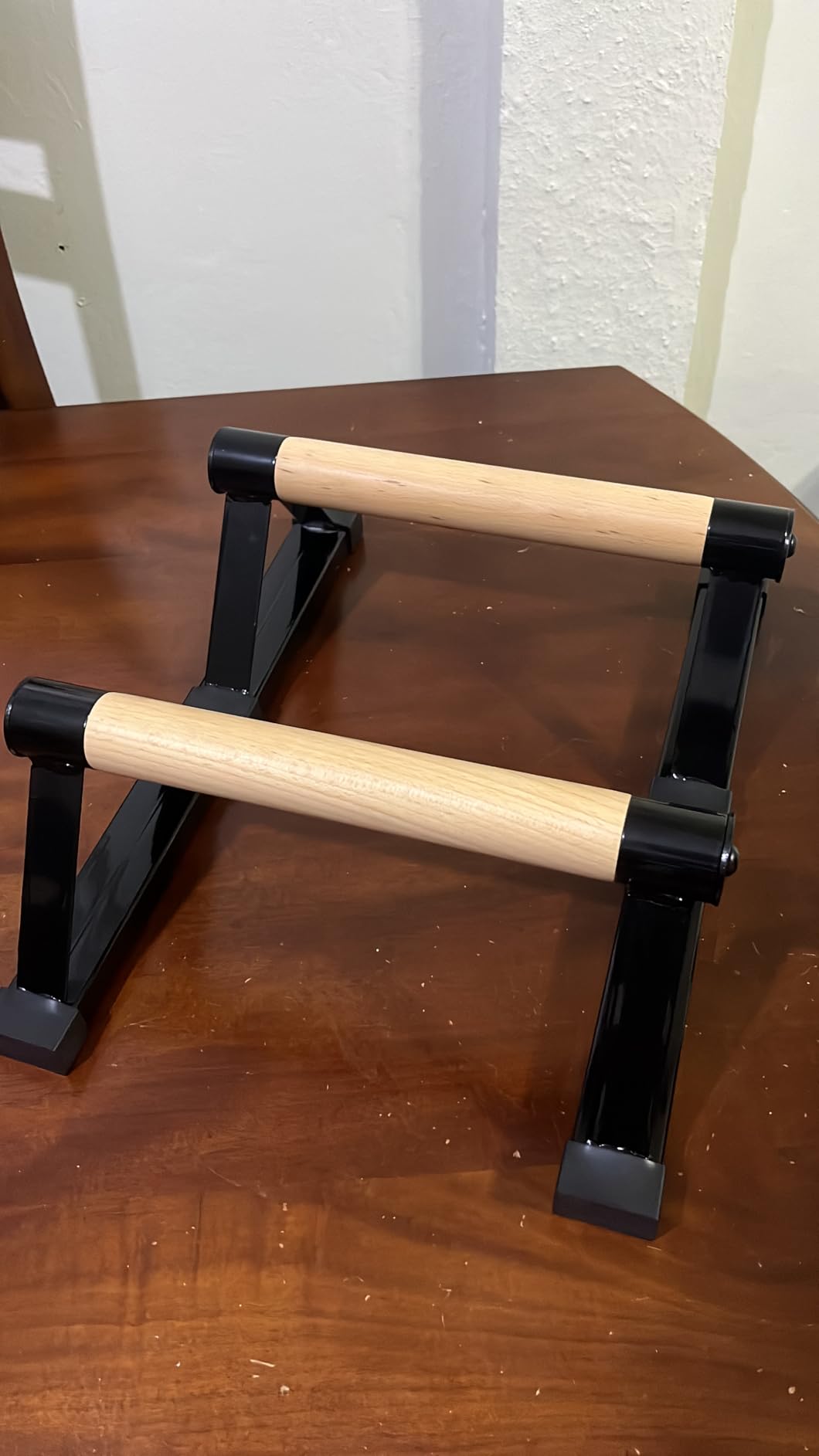 Wood push up bars Parallettes bars Anti-slip Handstand Bars for Calisthenics, Fitness, Floor workouts Solid Wood with Sturdy Metal Bracket, Support 500 lbs customer photo 1