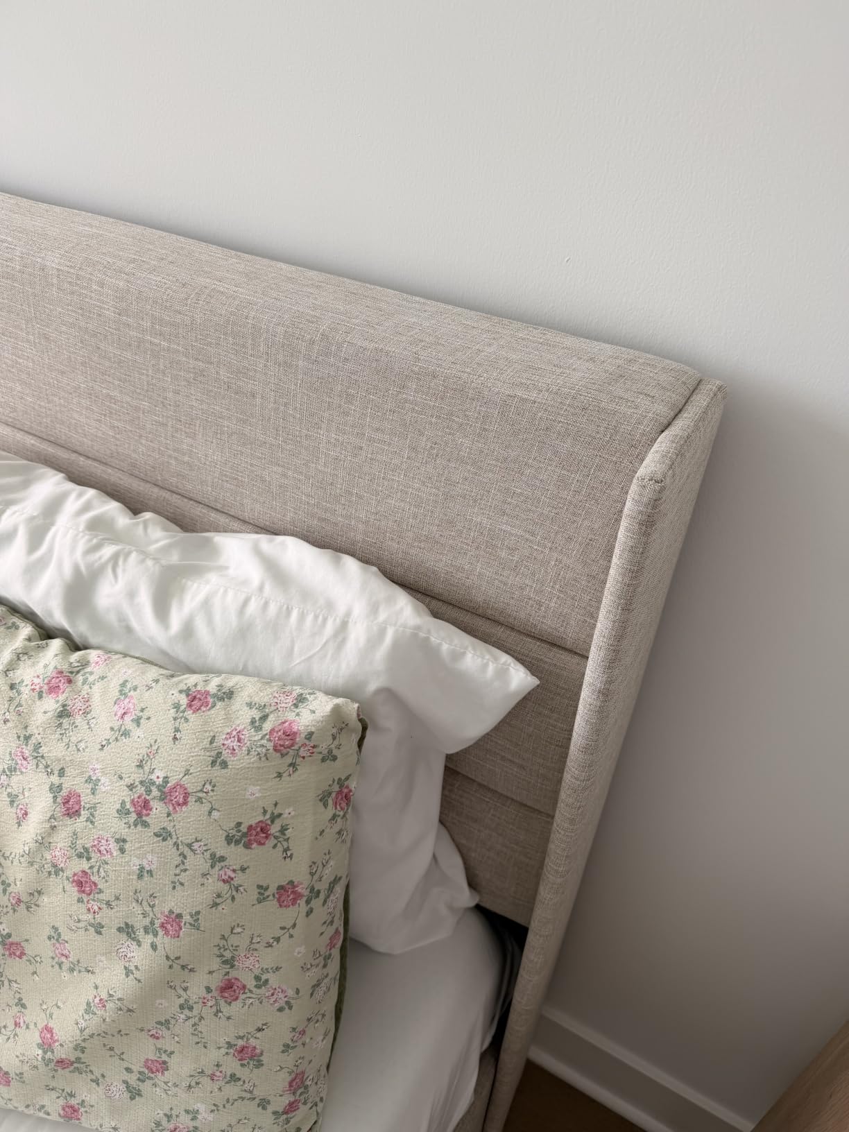 Allewie King Size Lift Up Hydraulic Storage Bed Frame Light Beige | Modern Wingback Headboard, Hydraulic Support Storage, No Box Spring Needed customer photo 1