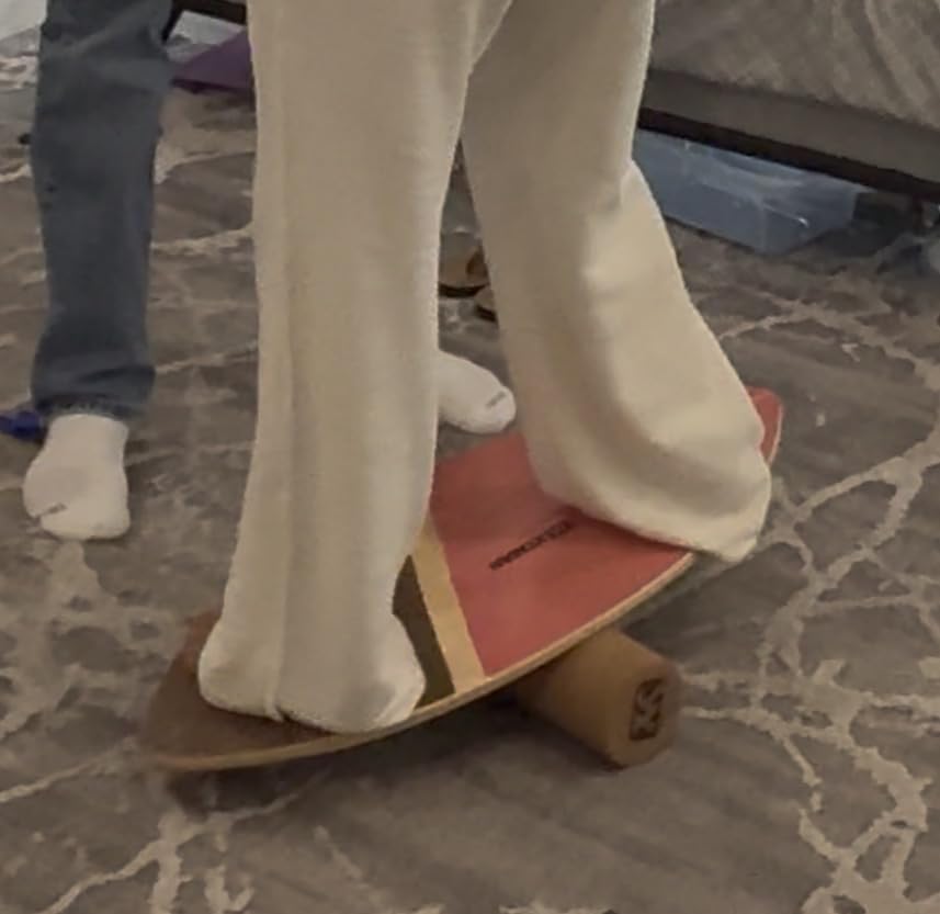XCMAN Surf Balance Board Trainer with Roller Wooden Exercise Balancing Stability Trainer - Non Slip Surface for Adults Kids|Balance Board for Surfing,Snowboarding,Skateboarding,Hockey,Yoga Training customer photo 2