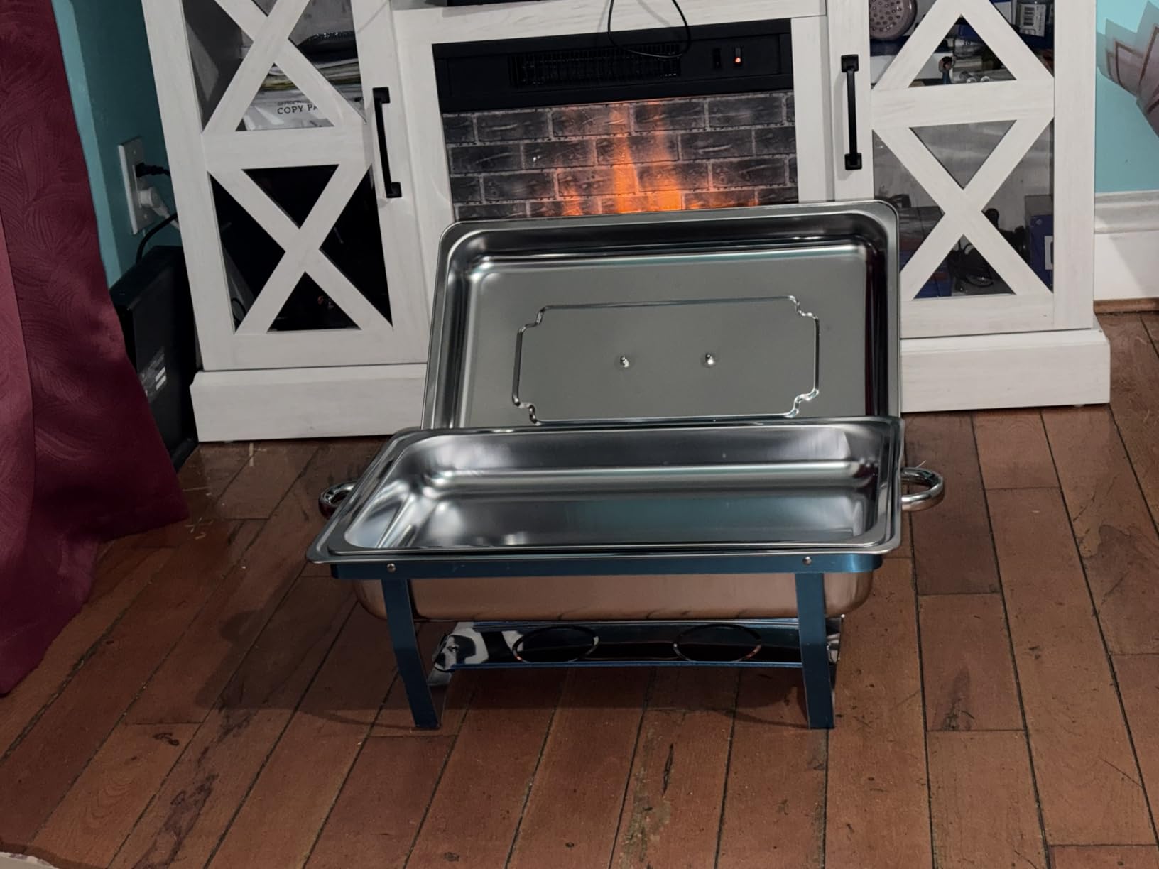 Chafing Dishes for Buffet, 4 Pack 9 Quart Stainless Steel Buffet Set | Folding Frame, Mirror Finish, Food Warmers for Weddings, Parties, Catering and Buffets customer photo 1
