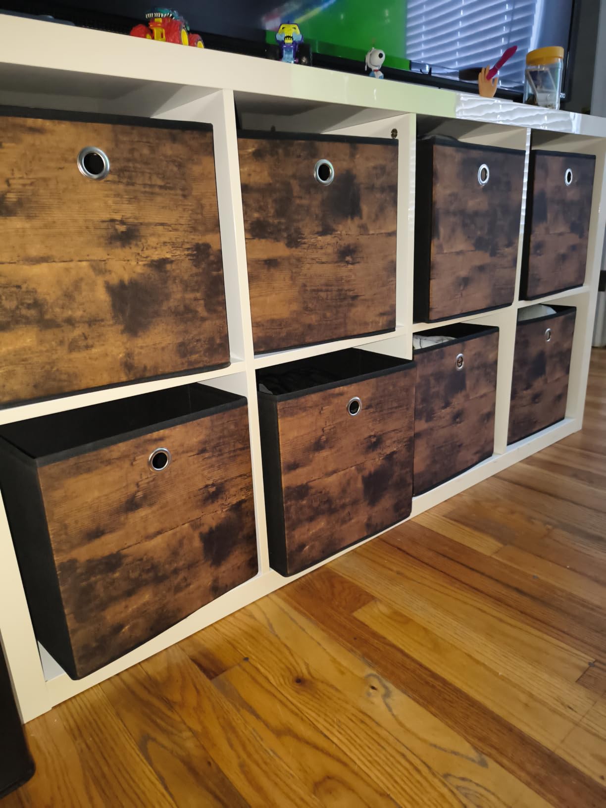 SONGMICS Storage Cubes, Foldable Fabric Storage Bins, Set of 6 | 10.2x10.2x11 Inches, Rustic Brown, URFB126B01 customer photo 1