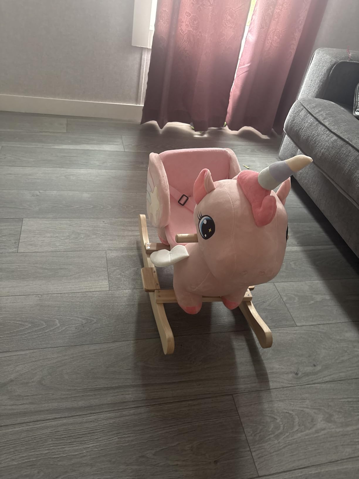 FUNLIO Unicorn Baby Rocking Horse, Rainbow Fairy Unicorn Rocking Horse for Toddlers 6 Months to 3 Years, Stuffed Ride-on Animal Rocker, Easy to Assemble, Nursery, CE & CPC Certified customer photo 2