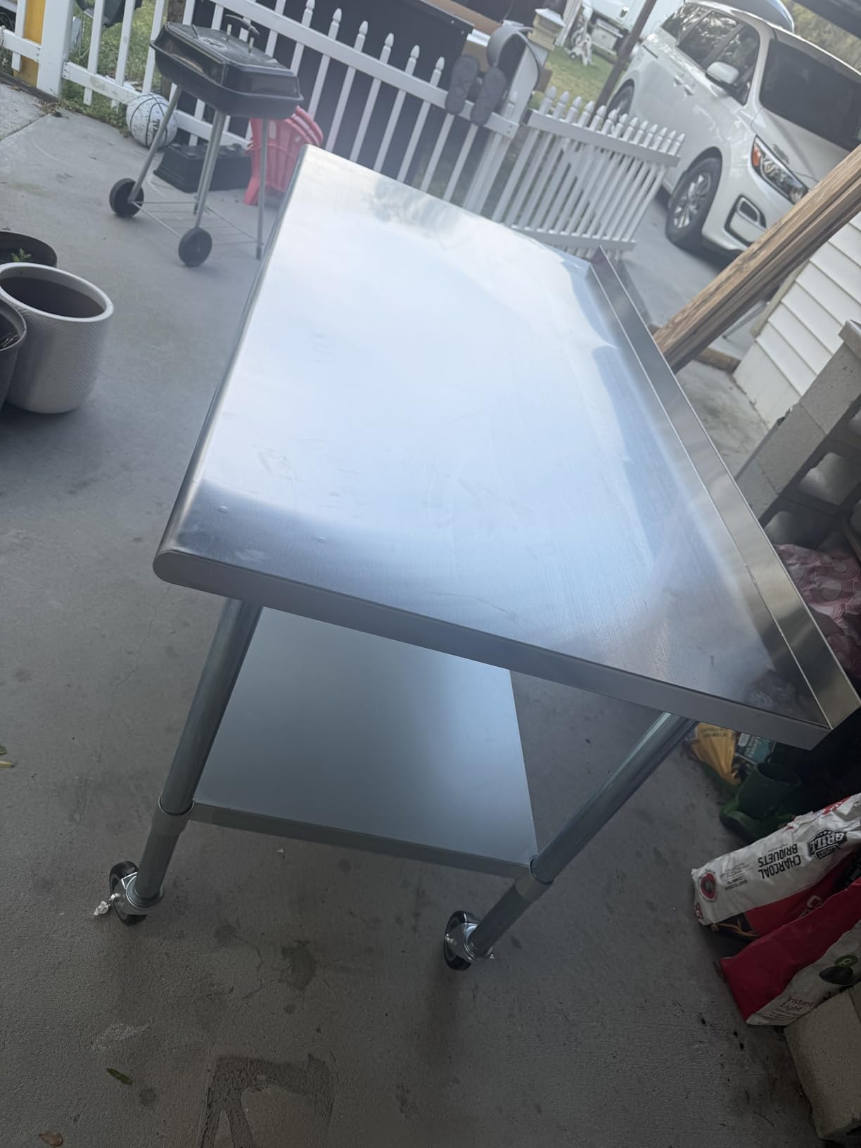 HARDURA Stainless Steel Table with Wheels 24X48 Inches, 2