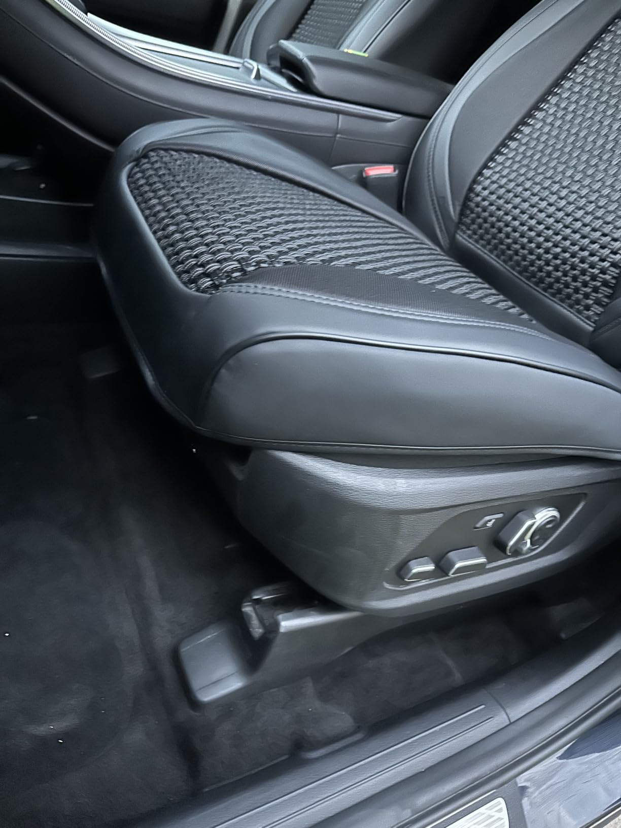 Coverado Front Seat Covers, Nappa Leather Seat Covers for Cars, Waterproof with Lumbar Support Universal Fit (Front, Black) customer photo 1
