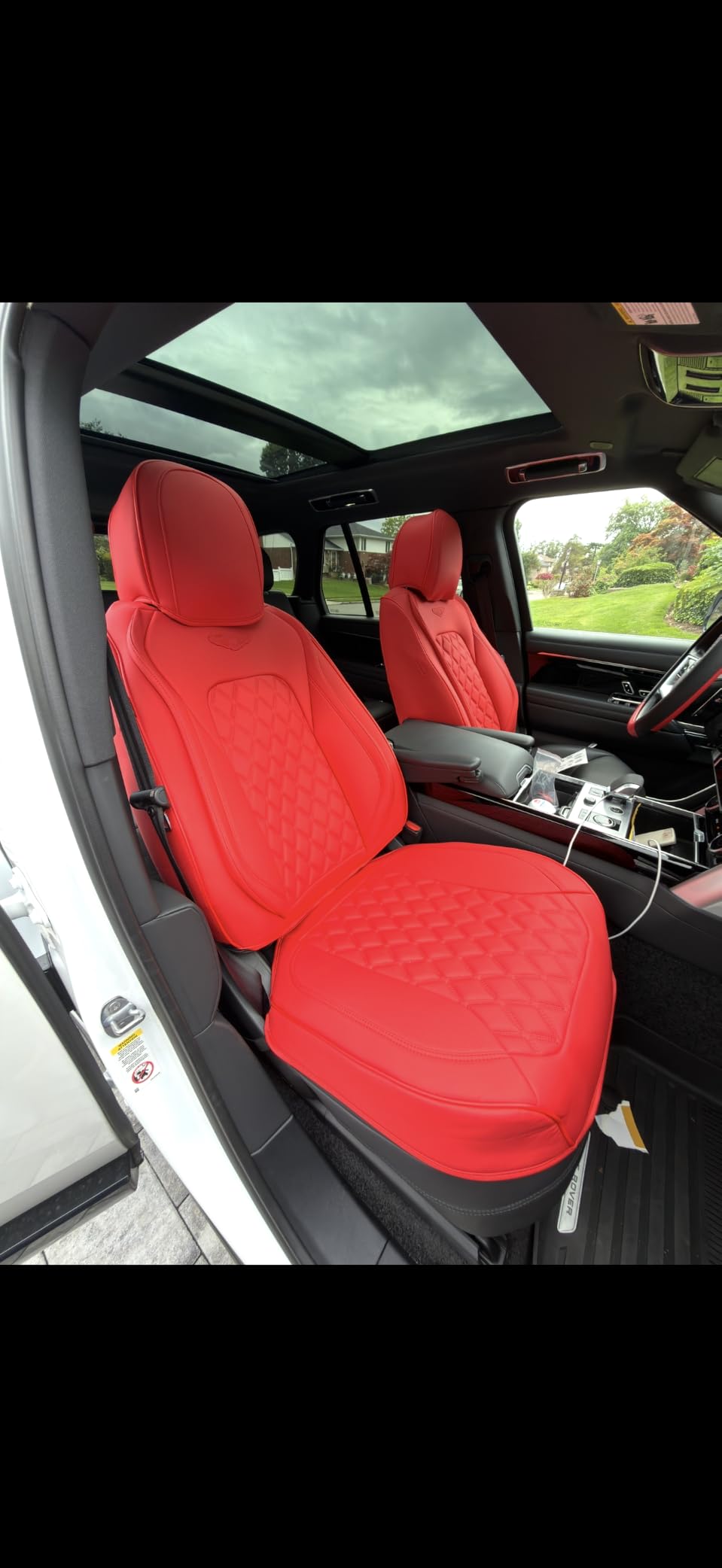 Coverado Front Seat Covers, Nappa Leather Seat Covers for Cars, Waterproof with Lumbar Support Universal Fit (Front, Black) customer photo 2