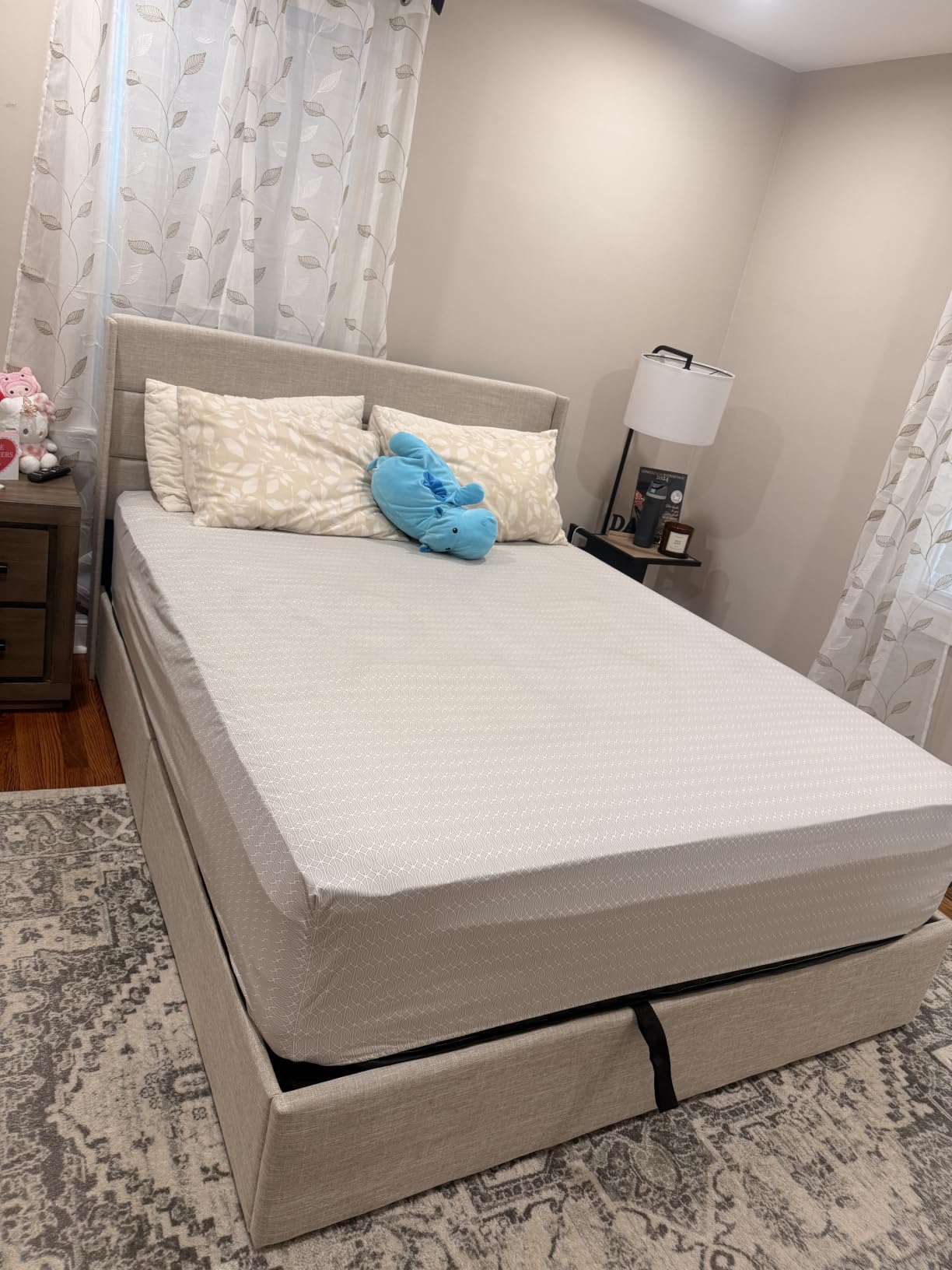 Allewie Full Size Lift Up Hydraulic Storage Bed Frame Light Beige | Modern Wingback Headboard, Hydraulic Support Storage, No Box Spring Needed customer photo 2