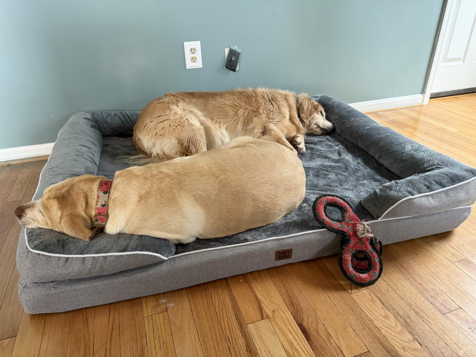 EHEYCIGA Orthopedic Dog Beds for Extra Large Dogs, Waterproof Memory Foam XL Dog Bed with Sides, Non-Slip Bottom and Egg-Crate Foam Big Pet Couch Bed with Washable Removable Cover, Camel customer photo 2