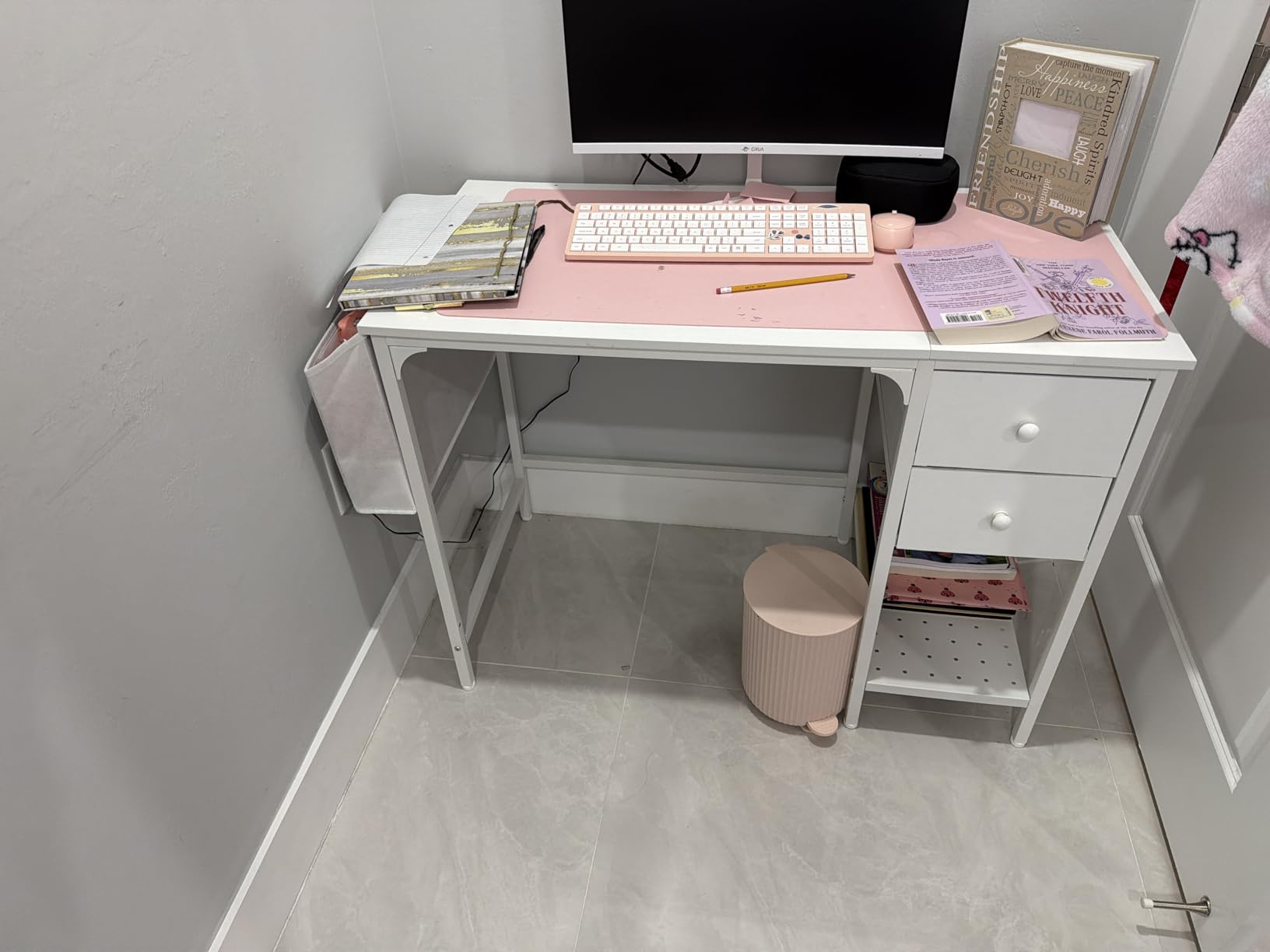 Lufeiya Computer Desk with Drawers - 40 Inch Work Reversible Small Desk for Bedroom Home Office, Simple Study Writing Table PC Desks with Drawer Storage Shelves, Rustic Brown customer photo 2