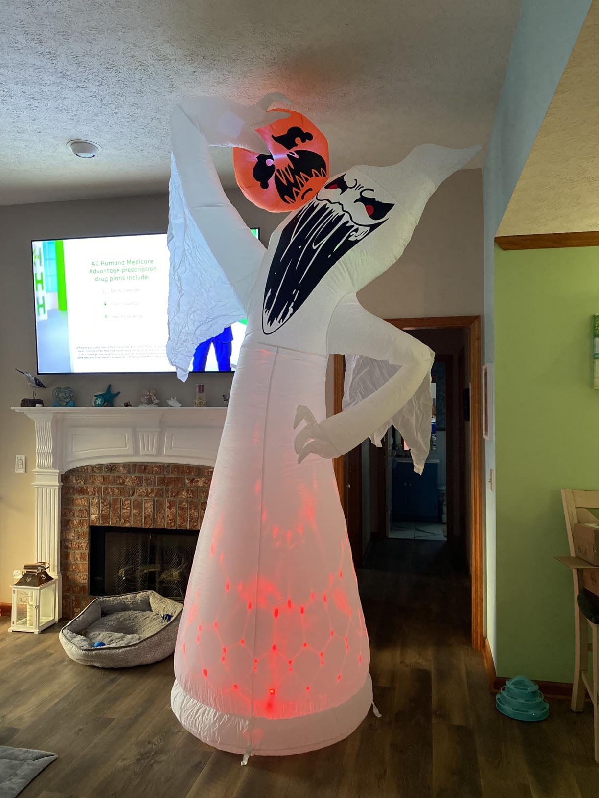 10 FT Halloween Inflatables Ghost with Pumpkin Decoration, Built in Flame Rotation LEDs Huge Halloween Inflatable Large Spooky Blow Ups Halloween, Party, Indoor, Outdoor, Garden, Yard Lawn customer photo 2