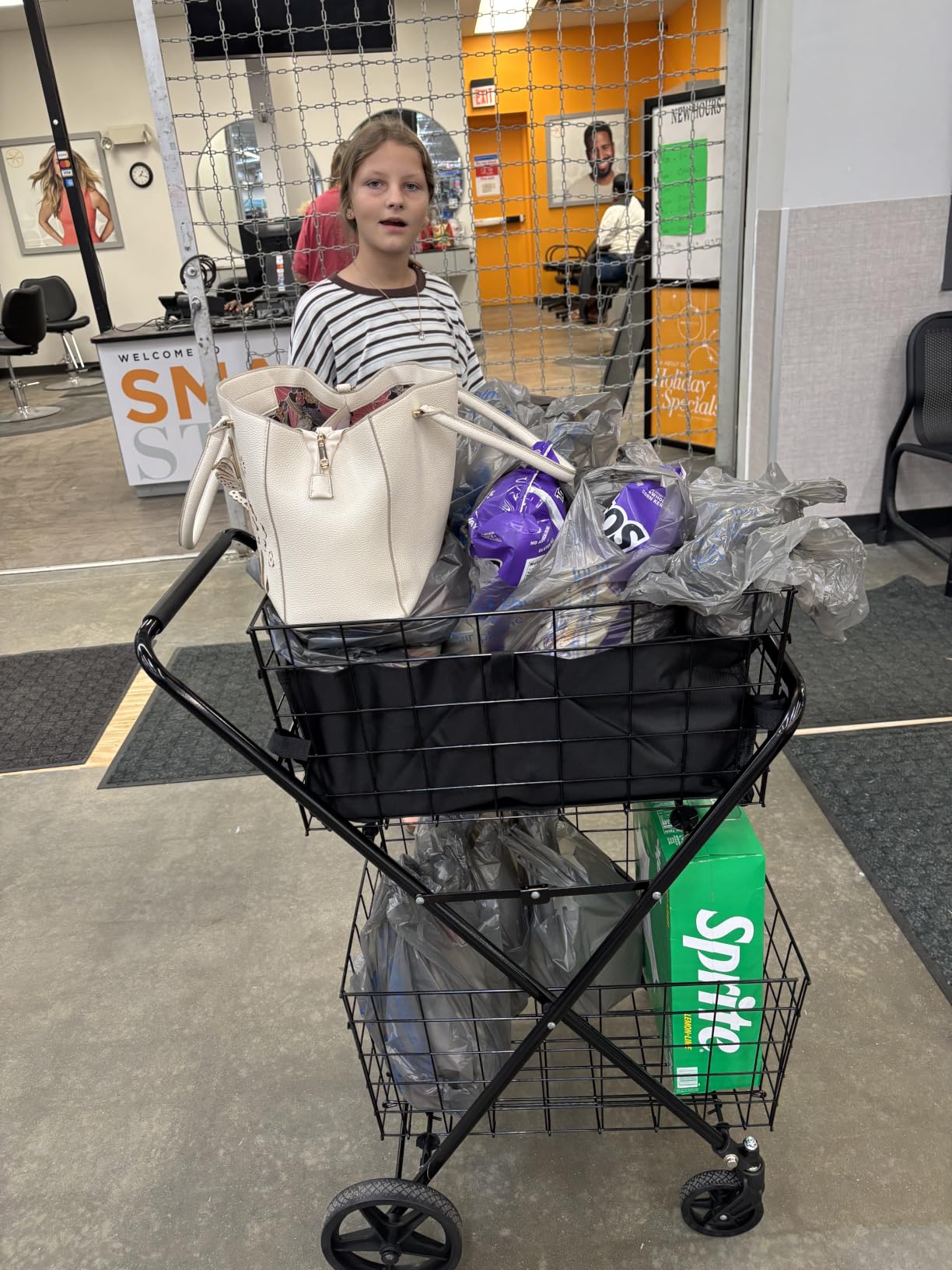 455lbs Shopping Cart for Groceries, Large Heavy Duty Grocery Cart on Wheels | Folding Dual Basket Utility Carts with Waterproof Liner, Shopping Carts for Transport, Laundry, Gift, Luggage customer photo 2