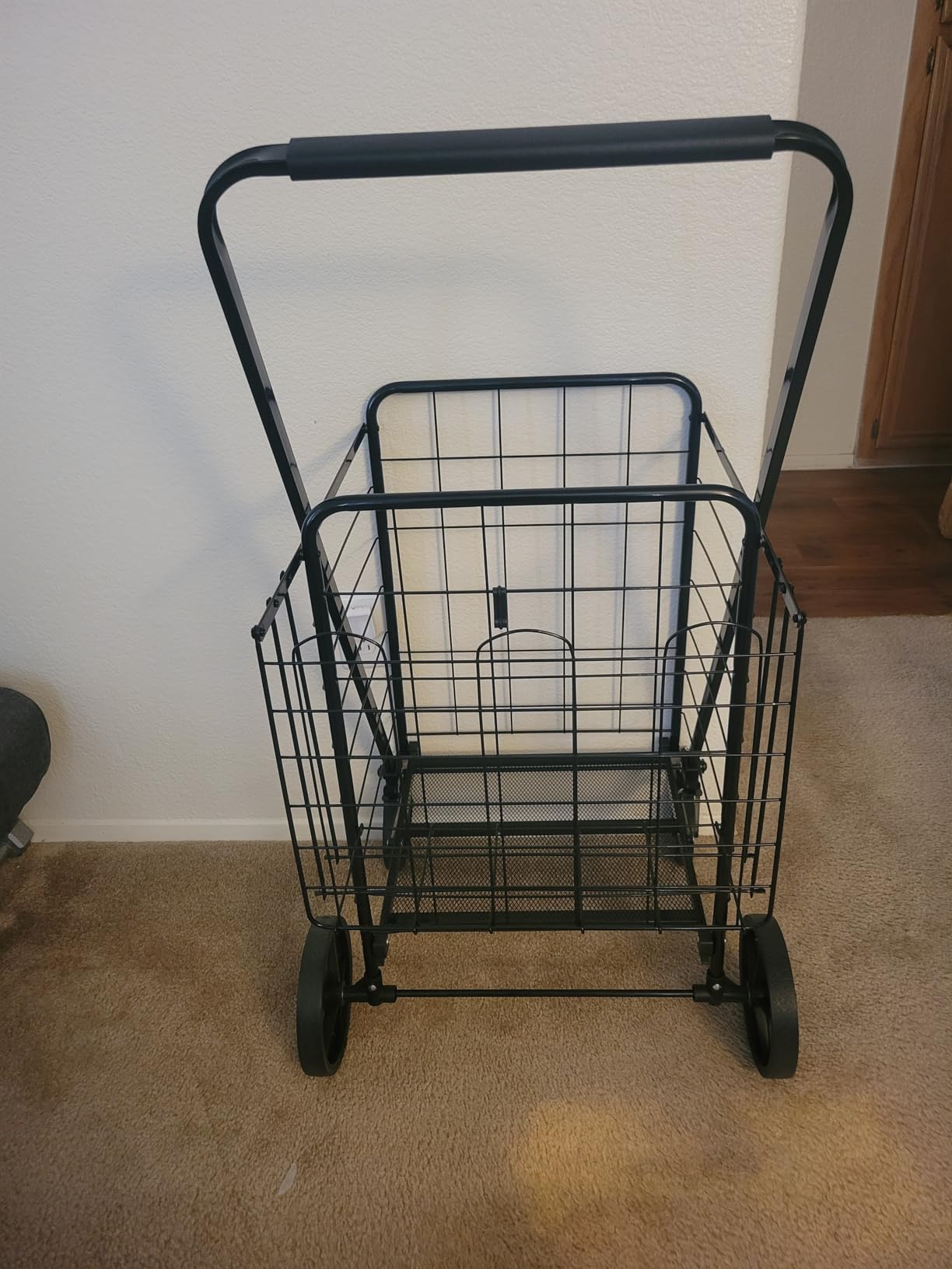 Heavy Duty Folding Shopping Cart for Groceries, Jumbo Grocery Carts with 360° Swivel Wheels, Waterproof Bag, Portable Utility Trolley for Daily, Laundry, Holds Up to 320 LBS customer photo 2