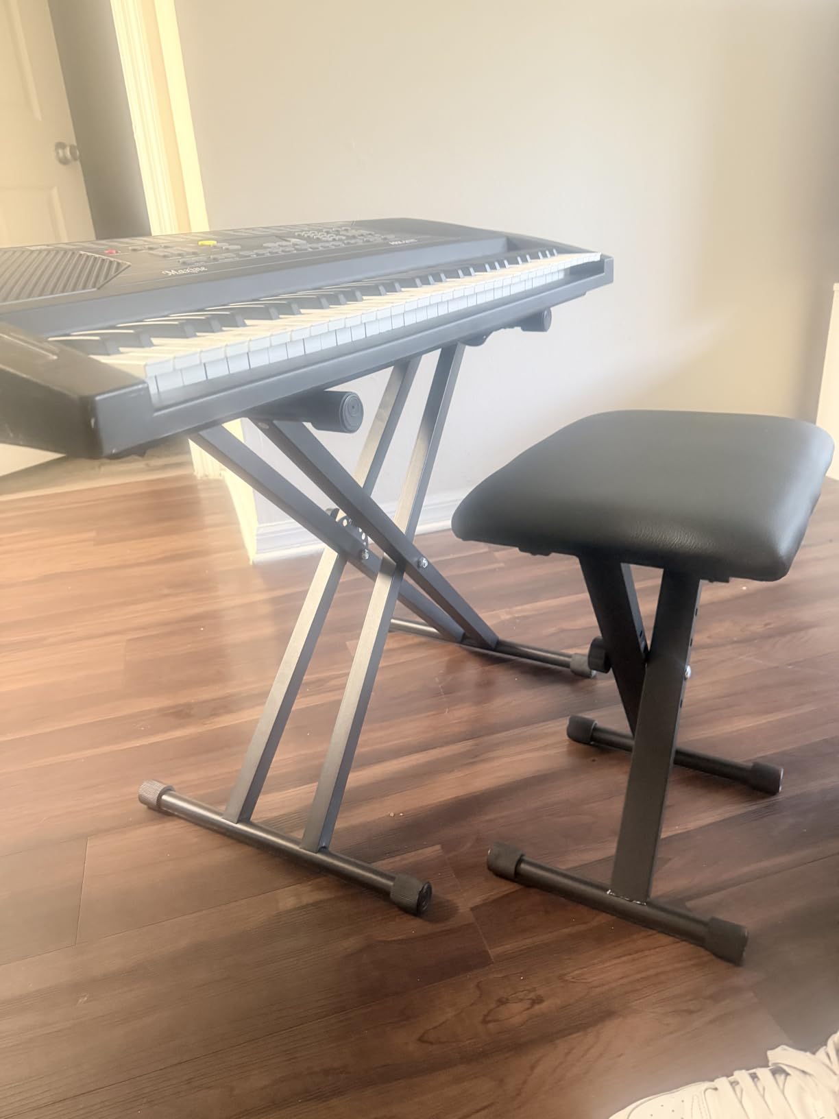 Keyboard Stand & Bench Set, Upgrade Heavy Duty Double-X Keyboard Stand, Adjustable & Portable Digital Piano Stand with Locking Straps customer photo 2