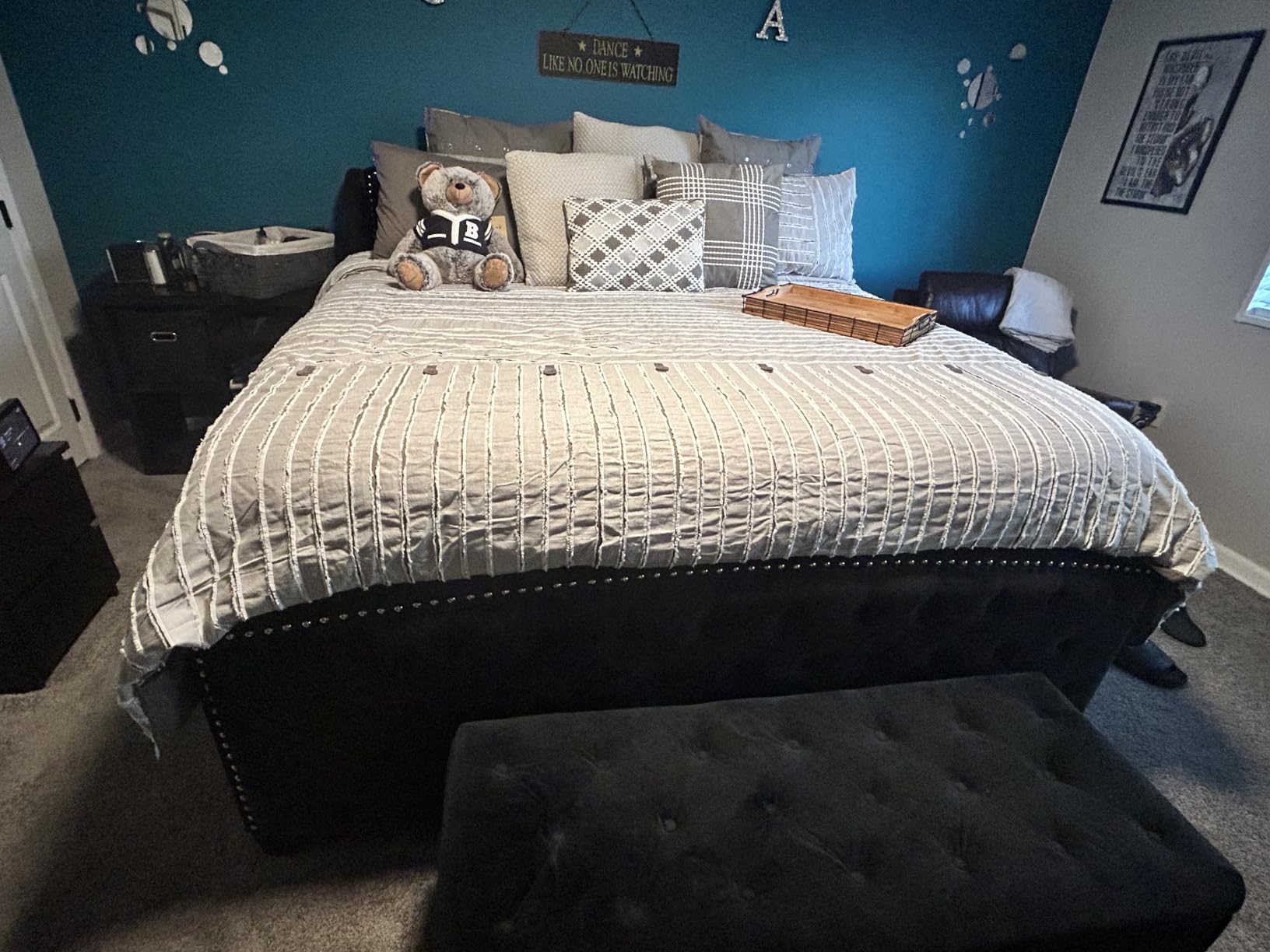 Madison Park King Comforter Set Clipped Jacquard Stripes with Buttons Boho Comforter for a King-Size Bed, Cotton Oversized Comforters with Removable Cover Boho Bedding, King Ivory 9 Piece customer photo 1