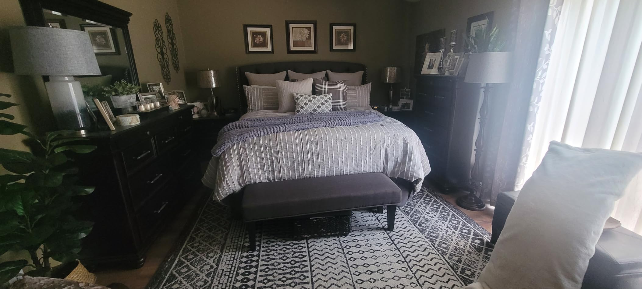 Madison Park King Comforter Set Clipped Jacquard Stripes with Buttons Boho Comforter for a King-Size Bed, Cotton Oversized Comforters with Removable Cover Boho Bedding, King Ivory 9 Piece customer photo 2