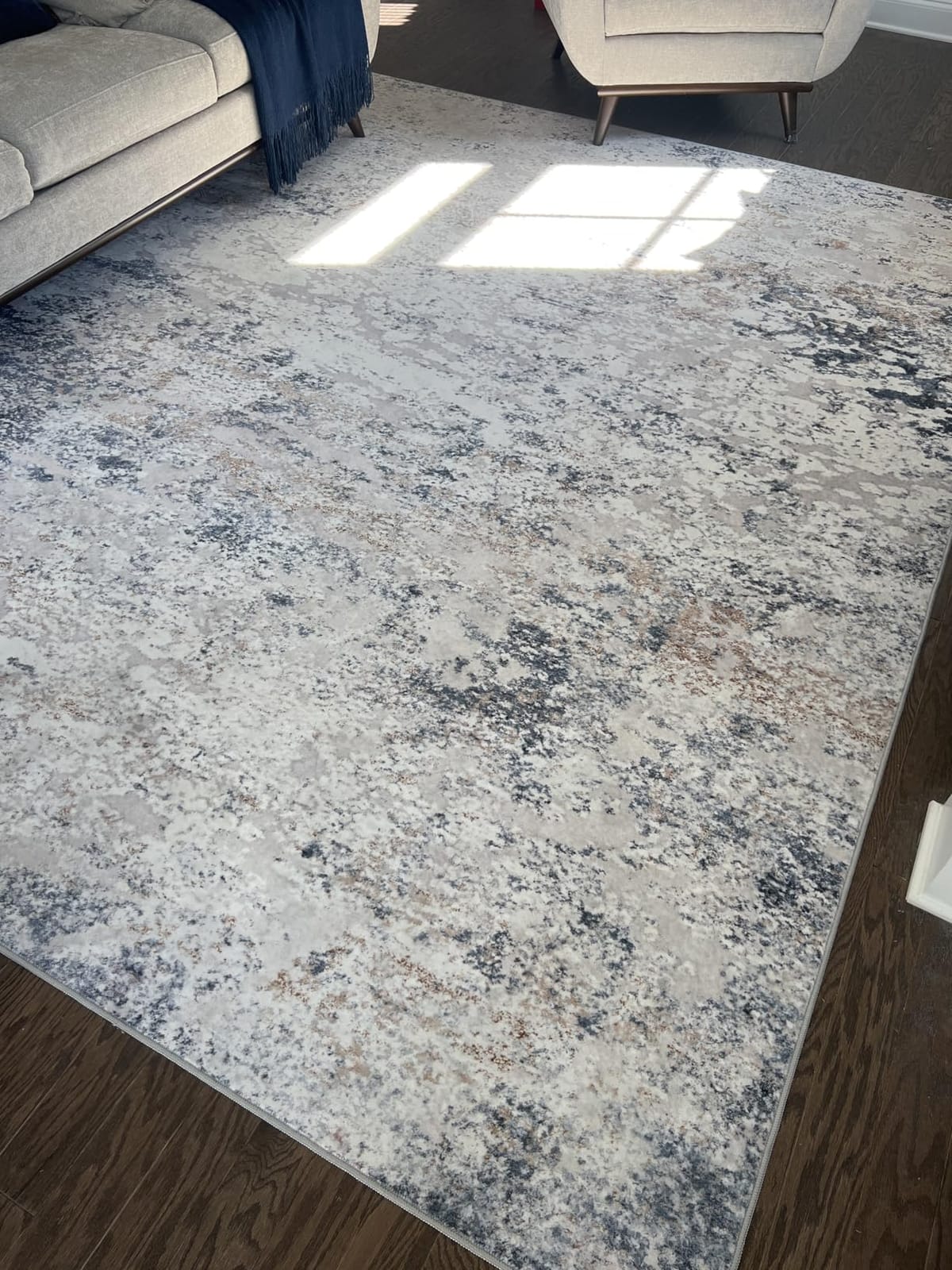 DMOYEST Area Rug Living Room Rugs 9x12 Washable Abstract Grey Carpet | Neutral Modern Large Non-Slip Soft Low Pile Rugs for Bedroom Dining Room Home Office Indoor Decor customer photo 2