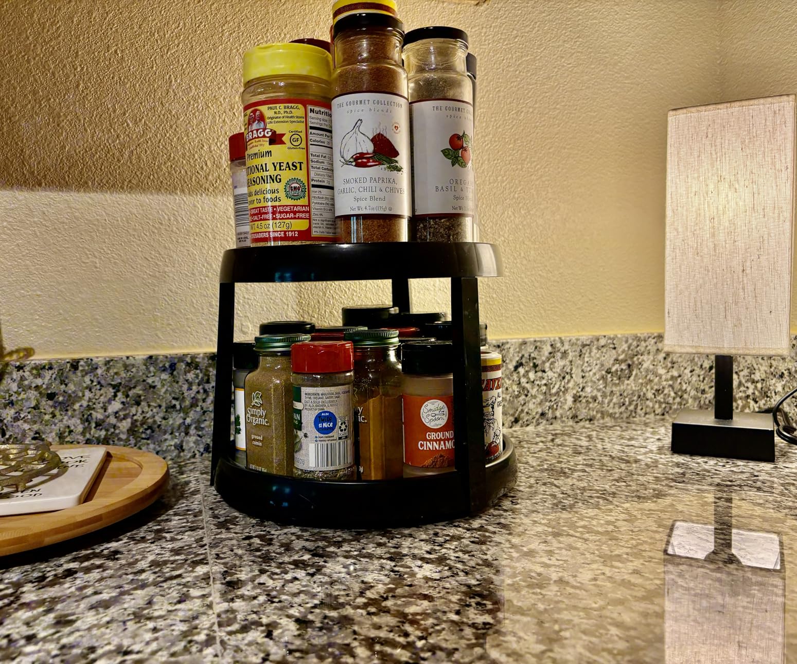 Simple Houseware 2-Tier Lazy Susan Spice Organizer, 10-Inch, Rustic Brown customer photo 1