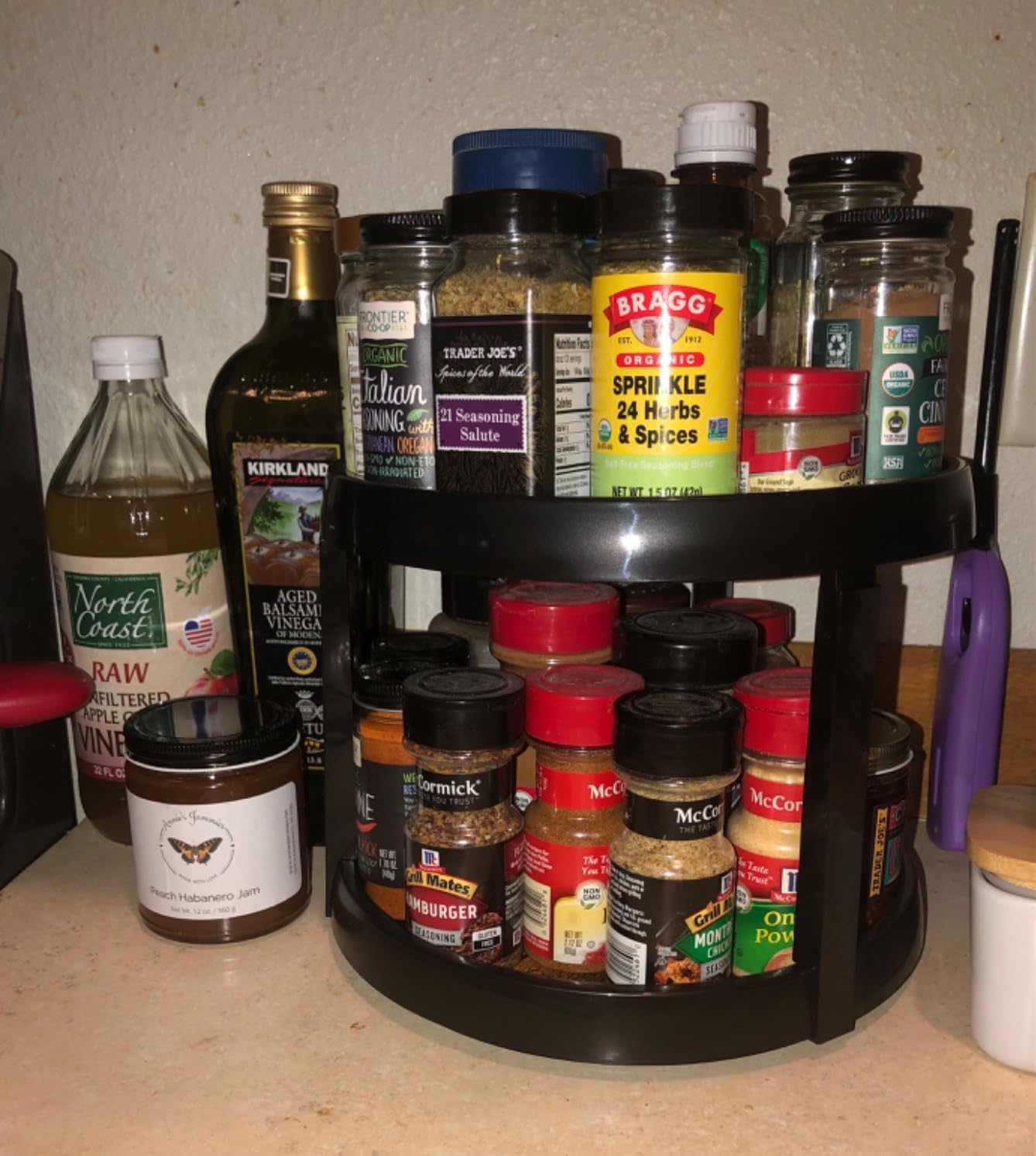 Simple Houseware 2-Tier Lazy Susan Spice Organizer, 10-Inch, Rustic Brown customer photo 2