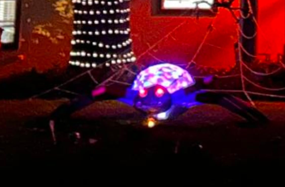 9FT Halloween Inflatables Decorations Purple Spider Yard LEDs Decor | Built-in LEDs and purple scary spider design for Halloween lawn, garden, porch and party displays. customer photo 1