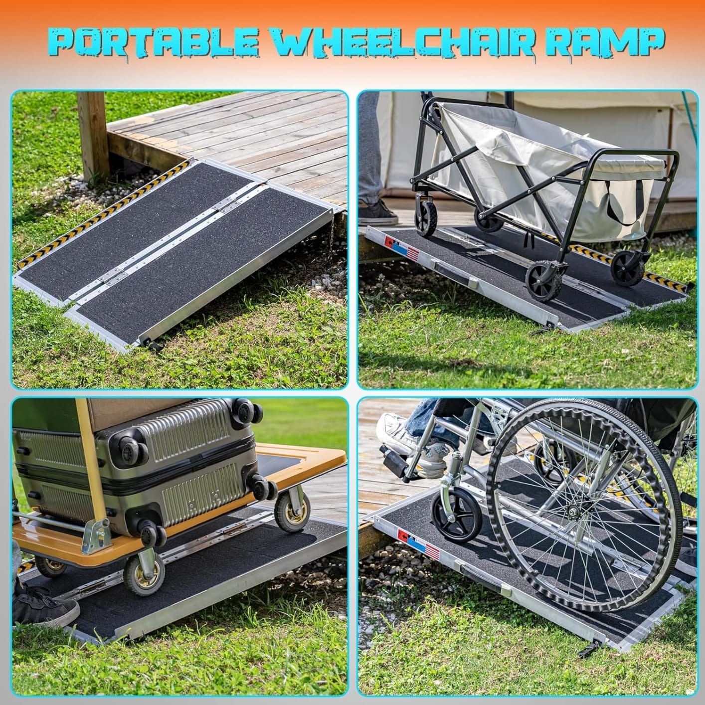 WHALEMOTOR Portable Wheelchair Ramp 5FT, Anti-Slip Aluminum Folding Portable Ramp, Wheelchair Ramps for Home, Weight Capacity Up to 800 LBS, with Transition Plates Above and Below, Loading Dock Plates customer photo 2