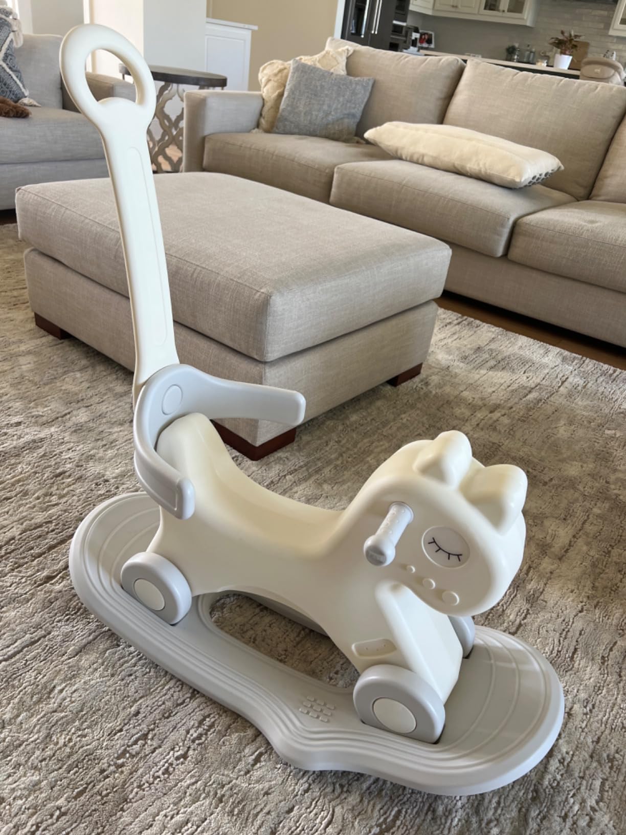 4 in 1 Rocking Horse for Toddlers 1-3 Years Old, Baby Rocking Toy | Fun Birthday Gift For 1+ Kids, Ride On Toy With Detachable Balance Board And Footrest, Balance Bike With Push Handle, Blue customer photo 2