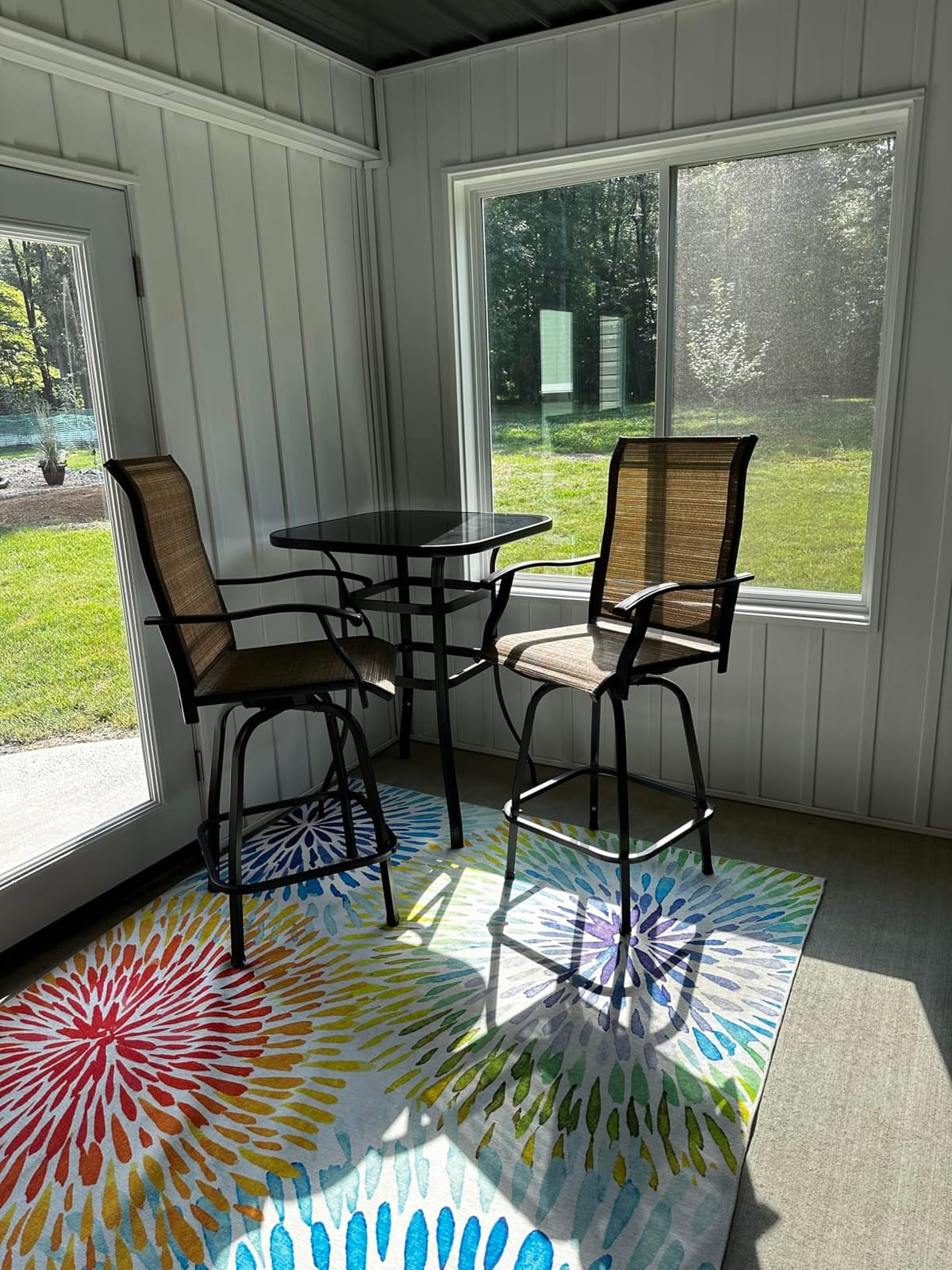 Devoko Patio Swivel Bar Set 3 Pieces | Patio High Top Bar Table and Stools Chairs Set Textilene Sling Fabric Outdoor Bar Stools Set of 2 for Garden, Balcony customer photo 2