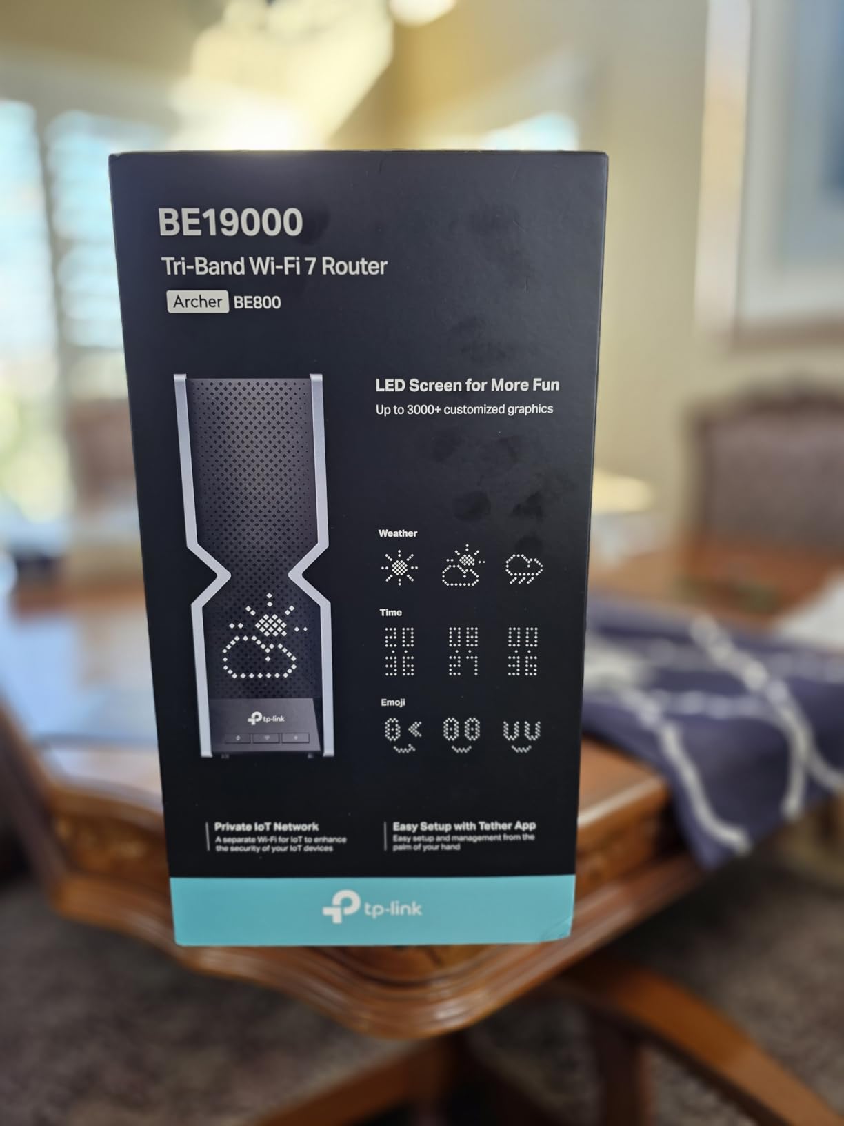 TP-Link Tri-Band BE19000 WiFi 7 Router (Archer BE800) | 12-Stream 19 Gbps | 2x10G + 4x2.5G Ports | LED Screen, 8 High-Performance Antennas | VPN, Easy Mesh, HomeShield, Private IoT customer photo 1