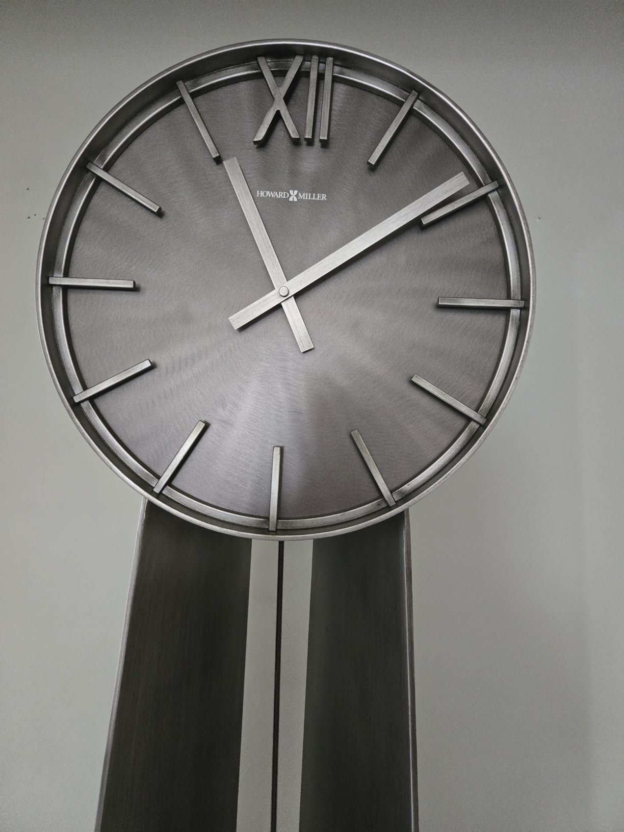 Howard Miller Smith Floor Clock II 549-118 - Aged Silver Finish Machined Metal Frame, Vertical Home Decor, Charcoal Black Finish Ball Pendulum, Quartz Movement customer photo 2