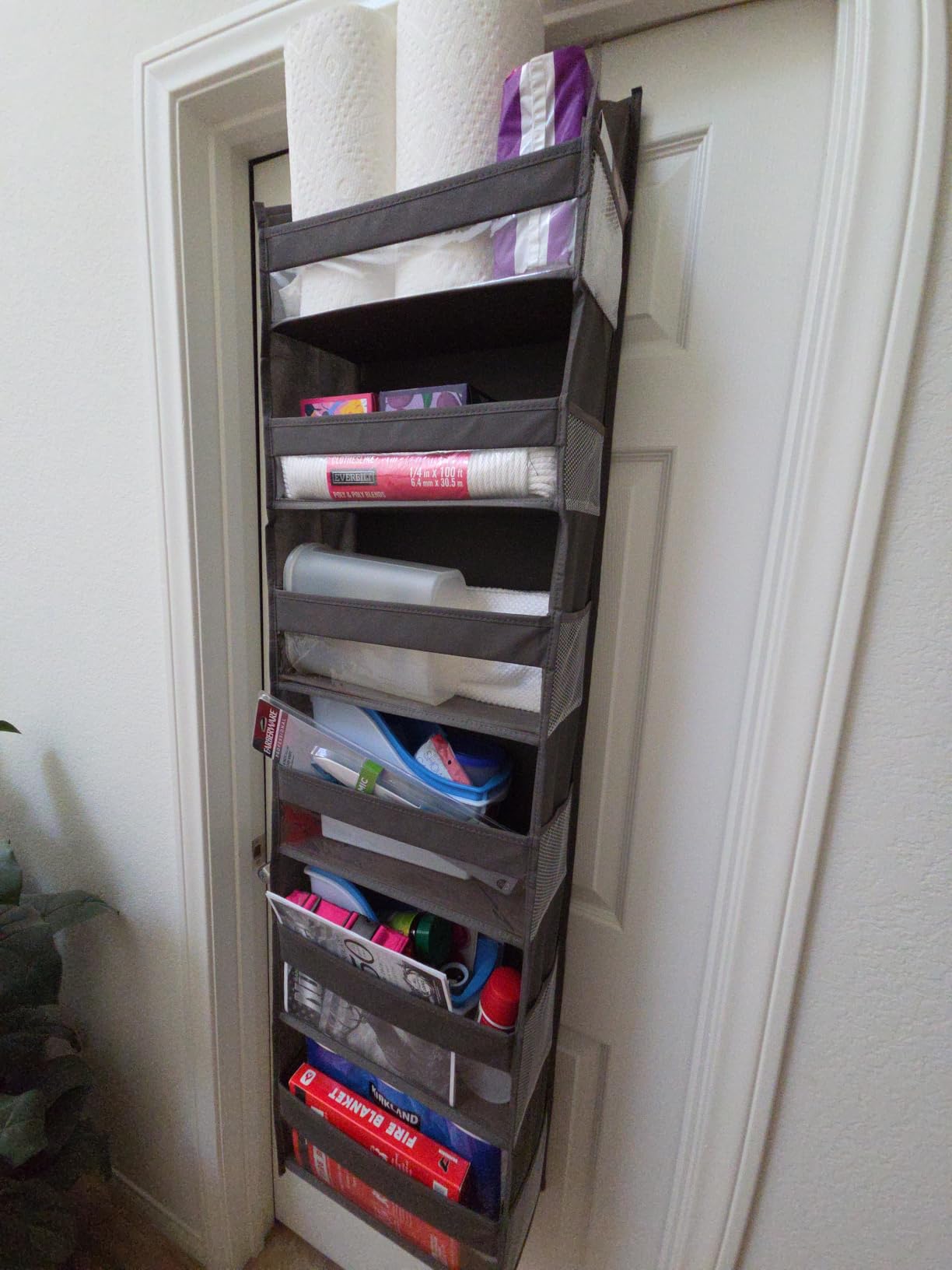 Over the Door Organizer, 6-Tier, 100D Fabric, Ivory 1pc | Over the door shoe organizer, 50 lbs capacity, 12 side mesh pockets, 100D extra thick fabric, Closet & entryway storage customer photo 2