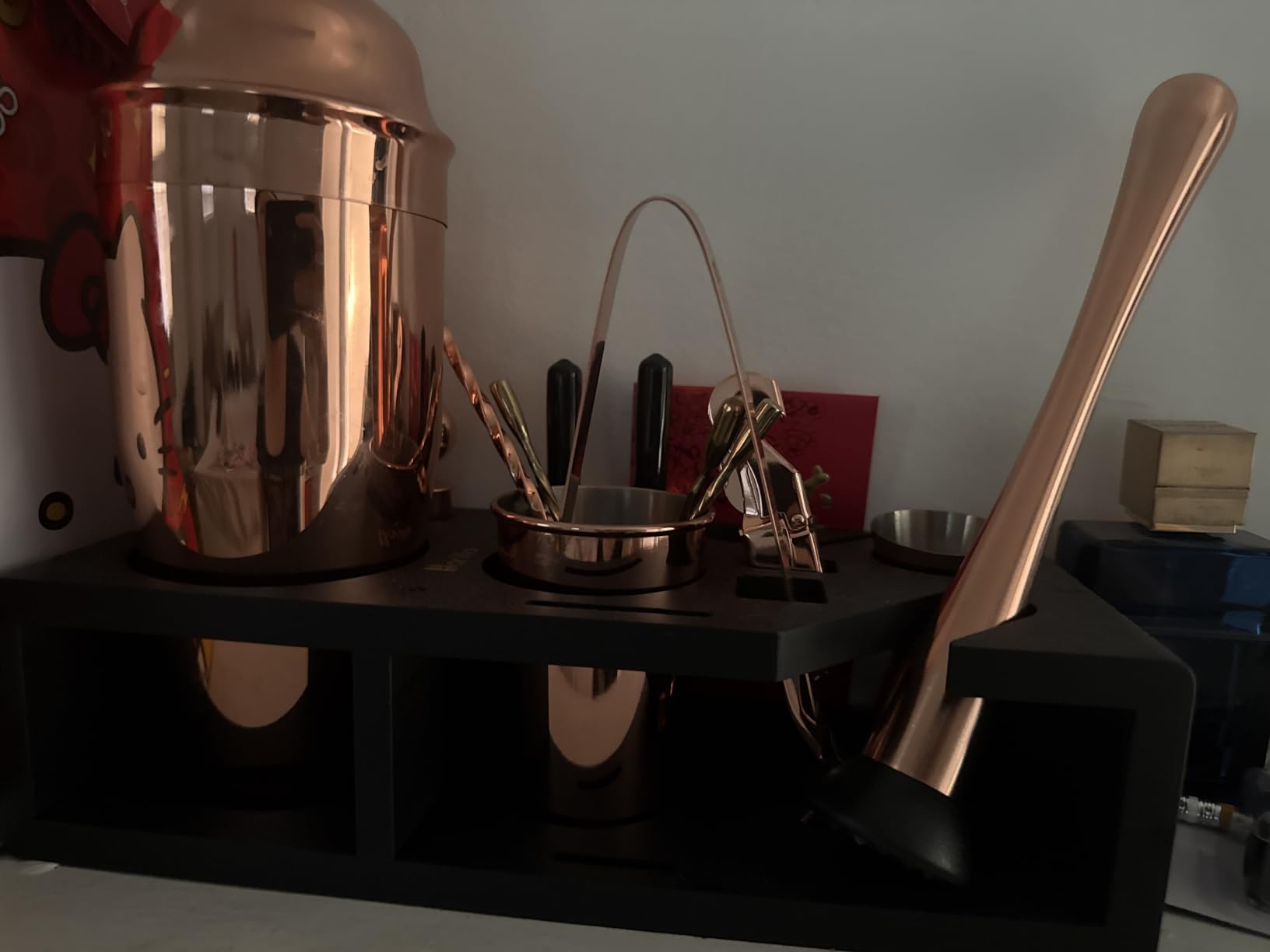 Barillio Black Bartender Kit - Stainless-Steel Cocktail Shaker Set w/Black Bamboo Stand - Mixology Bar Tools w/Drink Shaker, Mixer and Muddler for Cocktails - Home Bar Accessories - 23-Pc Bar Set customer photo 1