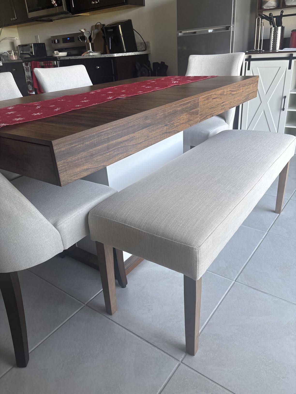 HNY Farmhouse Upholstered Dining Bench Seat, 45
