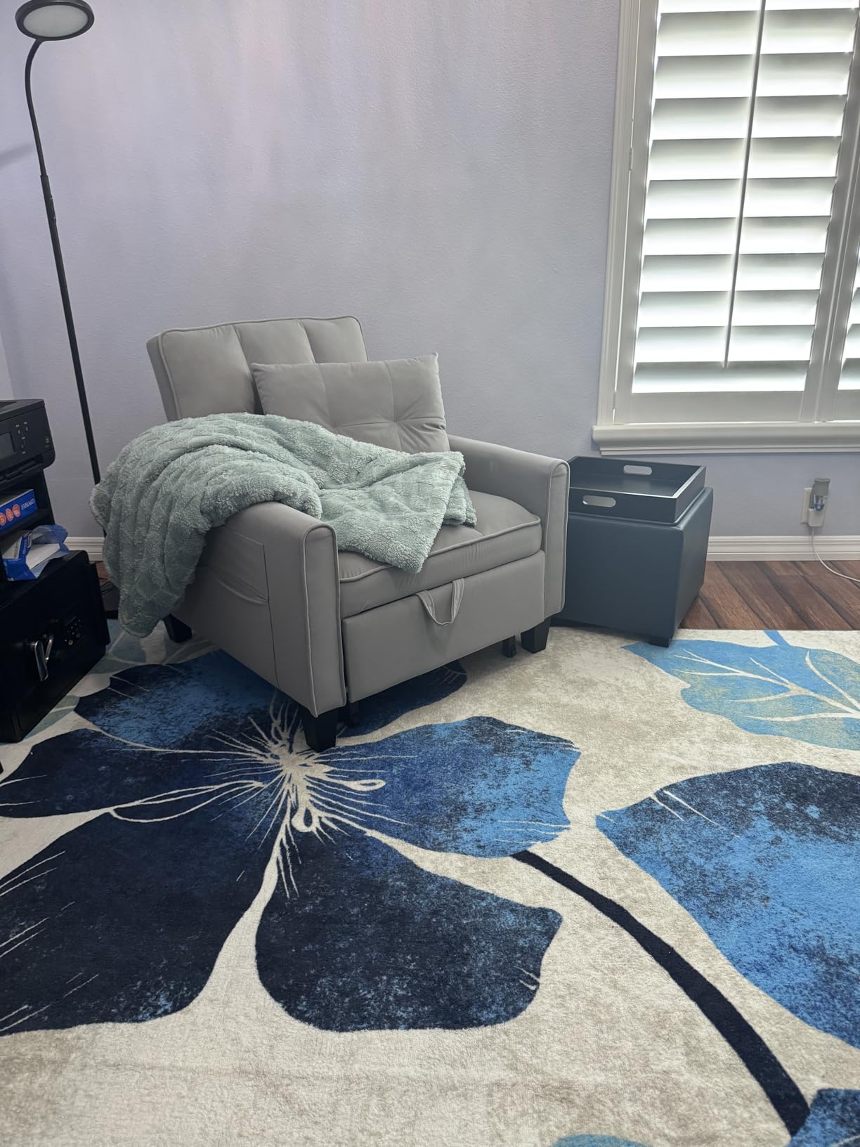 CHITA Storage Ottoman Cube with Tray Lid, Small Footstool with Storage, Square End Table for Living Room and Bedroom, Fabric in Linen customer photo 1