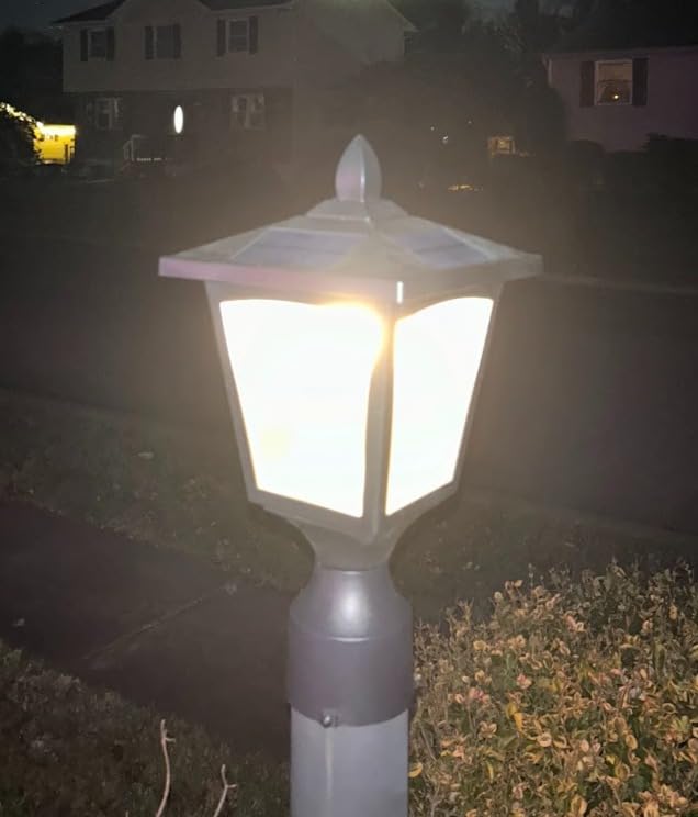 Solar Post Lights, 3000K Dusk to Dawn Solar Lamp Post Light with Pier Mount Base, Solar Post Lights Outdoor Waterproof for Garden Yard Landscape Pole Pillar, Outside Decorative Lamp (Warm White) customer photo 1