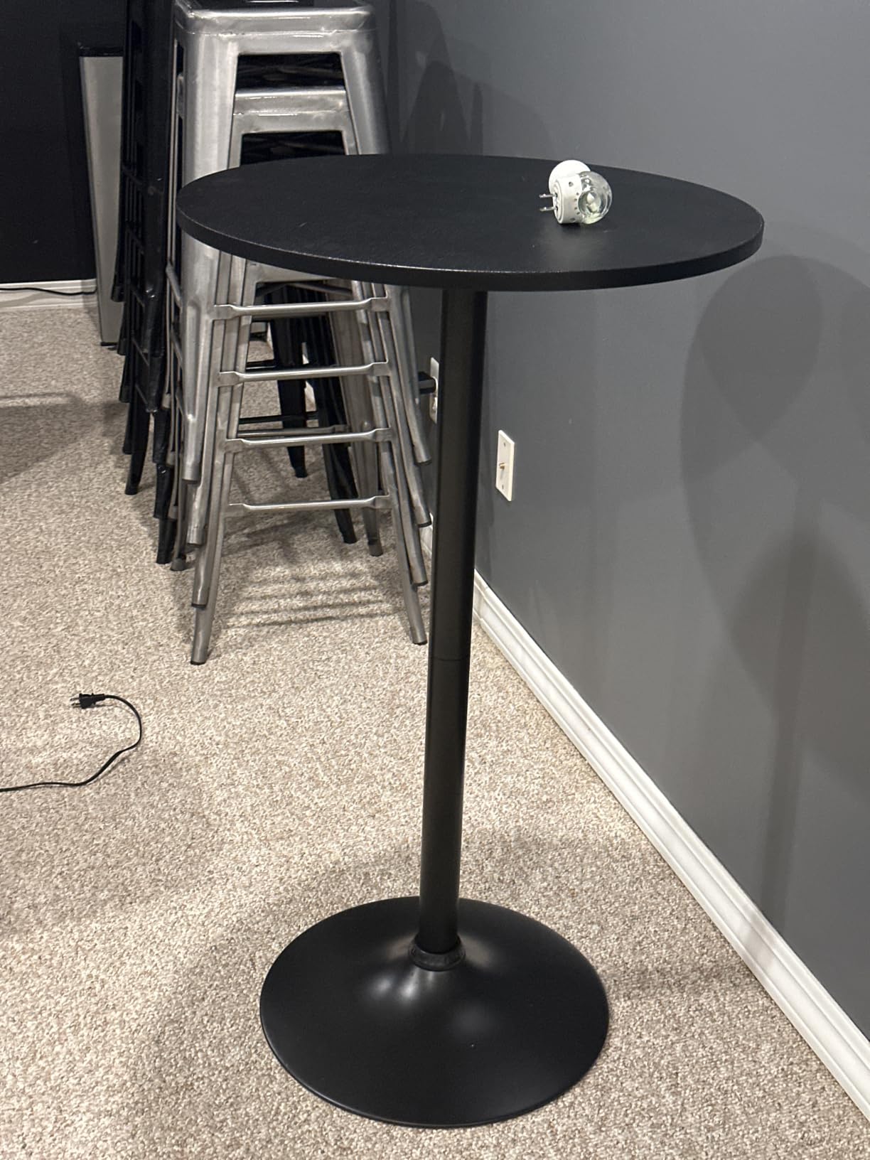 Furmax Bistro Pub Table 2 Pack Round Bar Height Cocktail Table Metal Base MDF Top Obsidian with Black Leg 23.8-Inch Top, 39.5-Inch Height (Black) customer photo 1